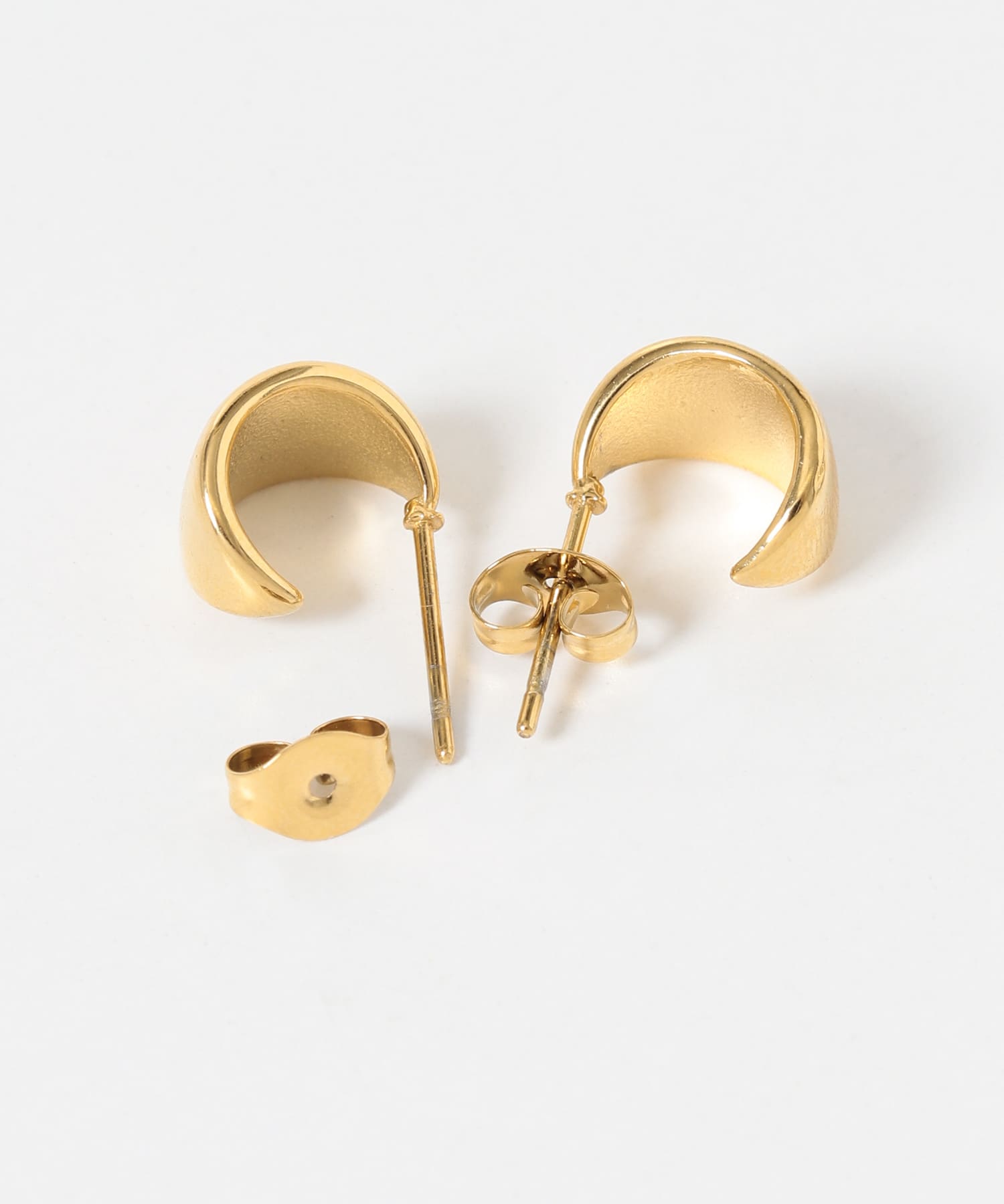 ステンレスミニワイドフープピアス GLD -
