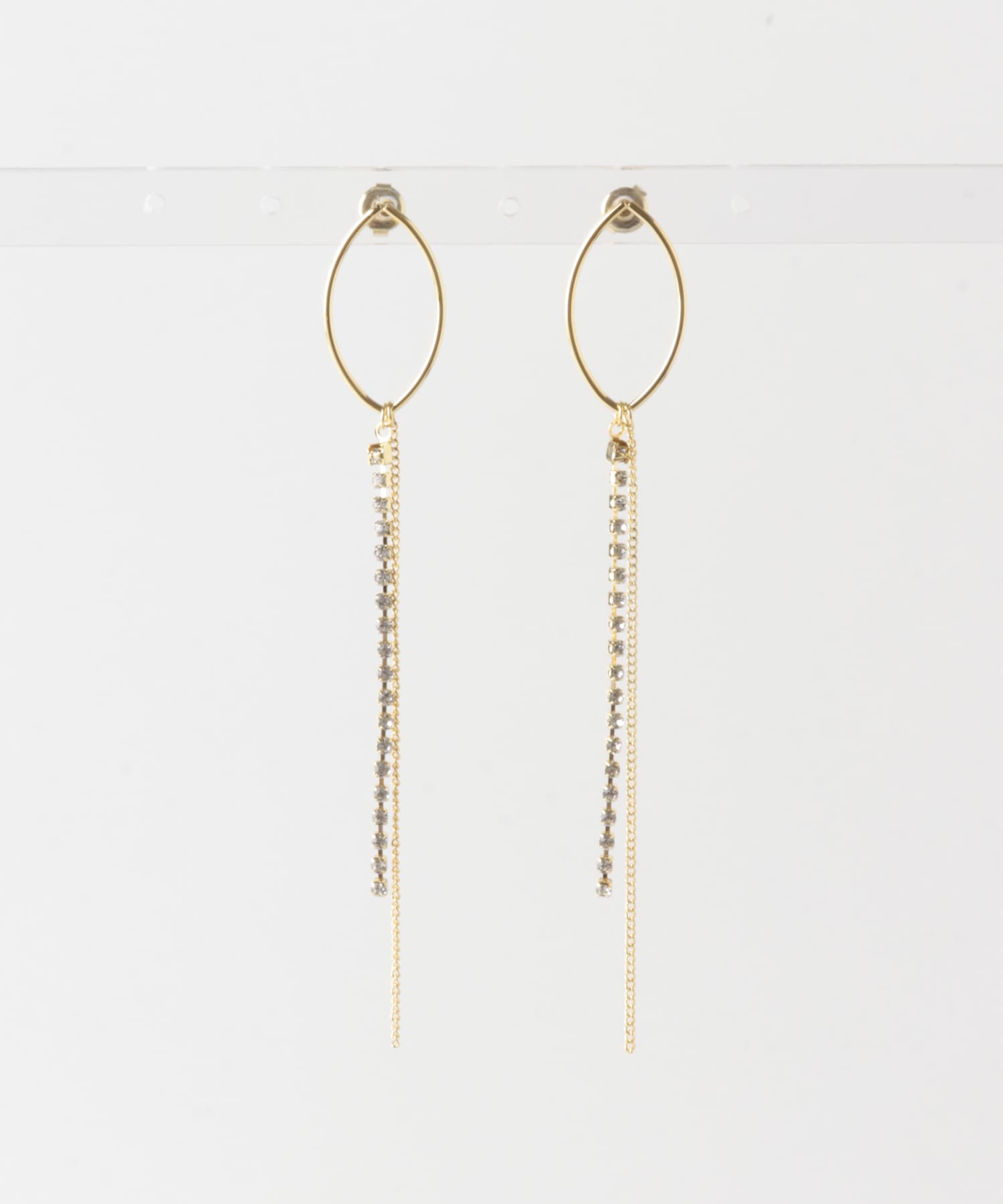 ビジューロングチェーンピアス GLD -