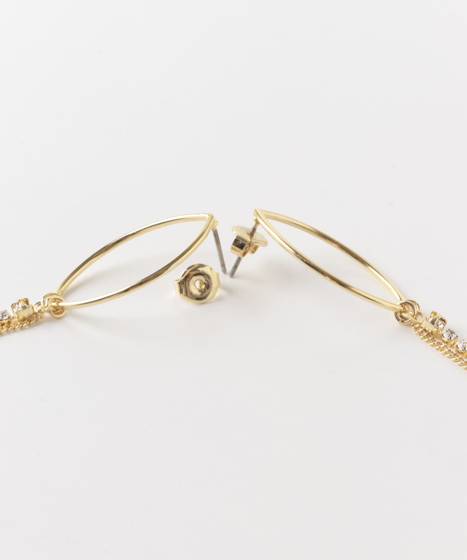 ビジューロングチェーンピアス GLD -