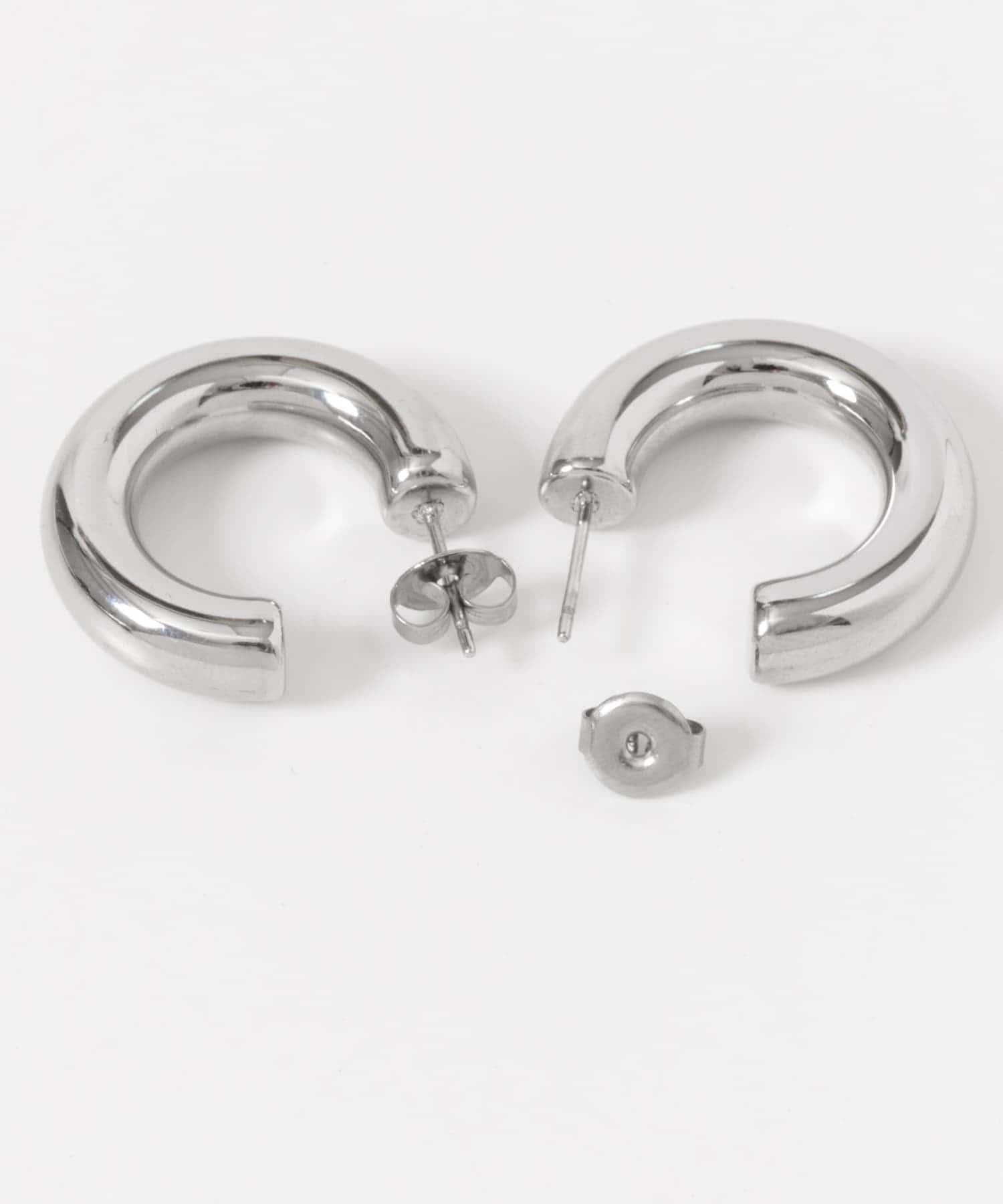 ステンレスワイドフープピアス SLV -