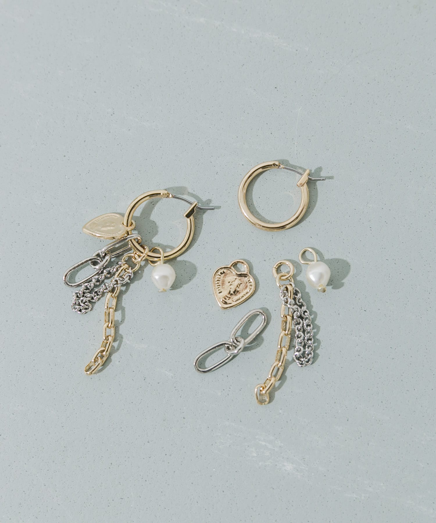 ハートコインチャームマルチWAYフープピアス