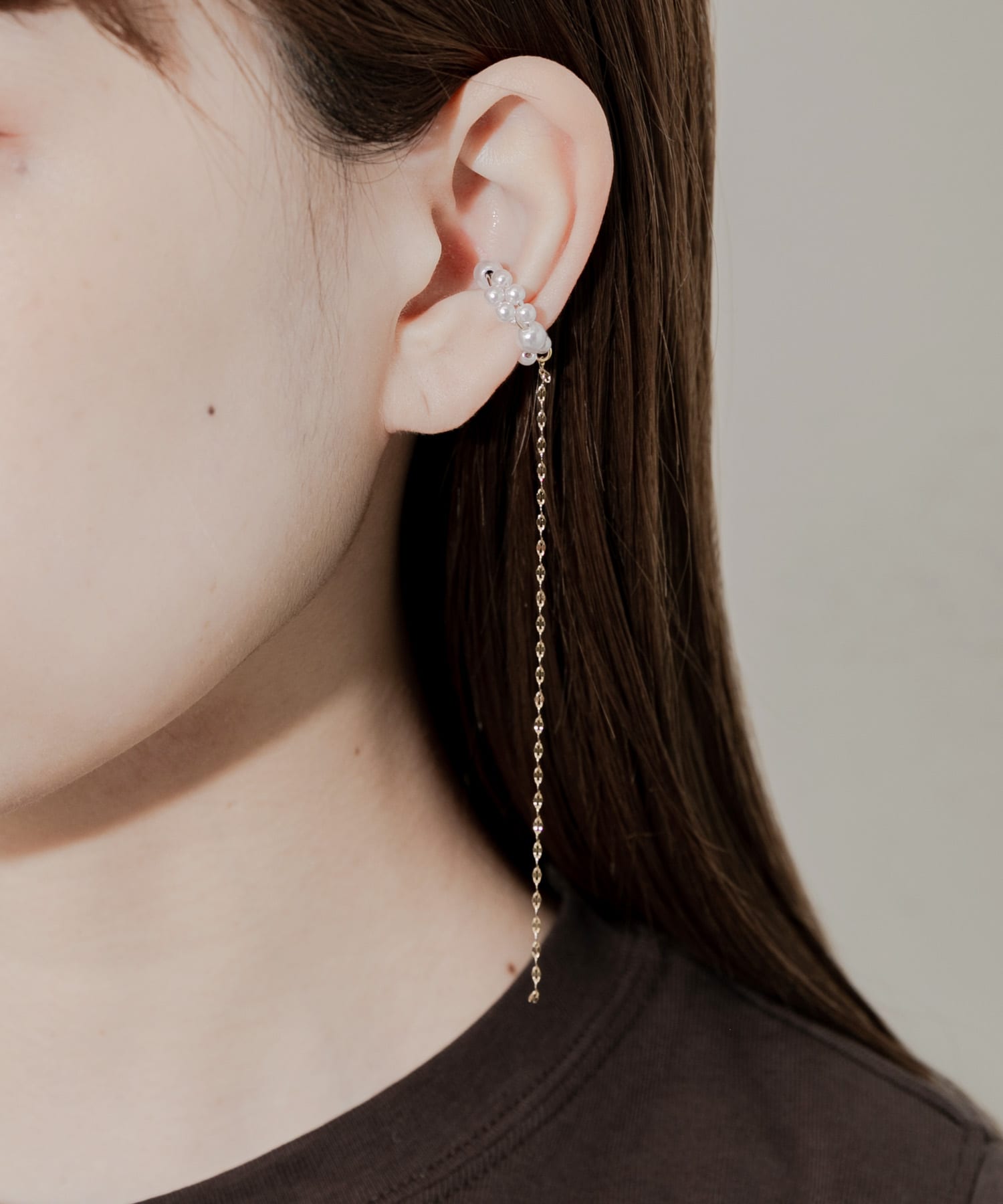 ランダムパールチェーンイヤカフ