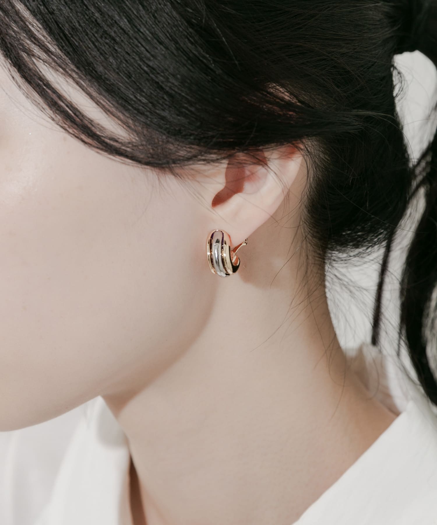 コンビメタルフープイヤリング