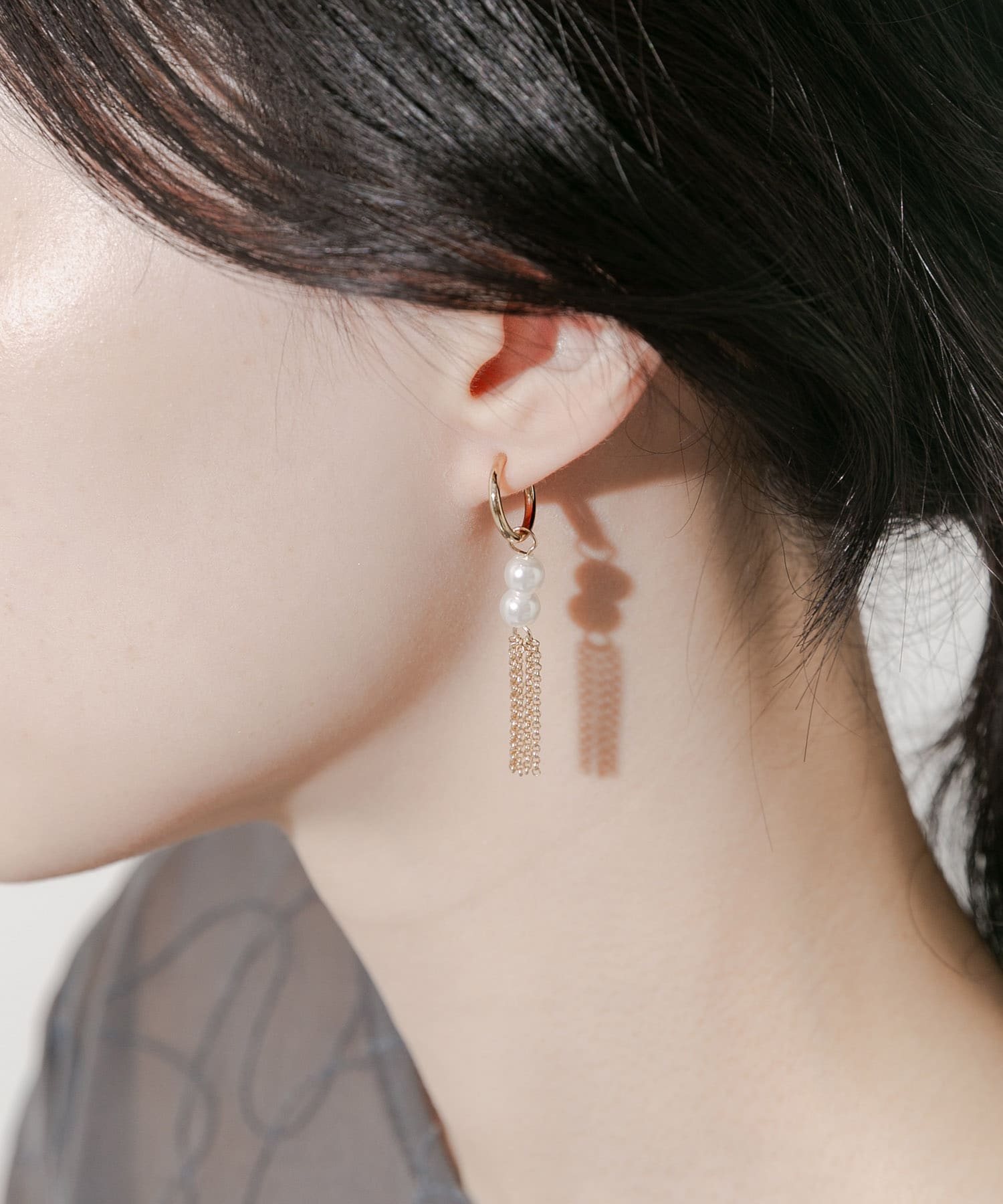 パールシャワーチェーンイヤリング GD/WH -