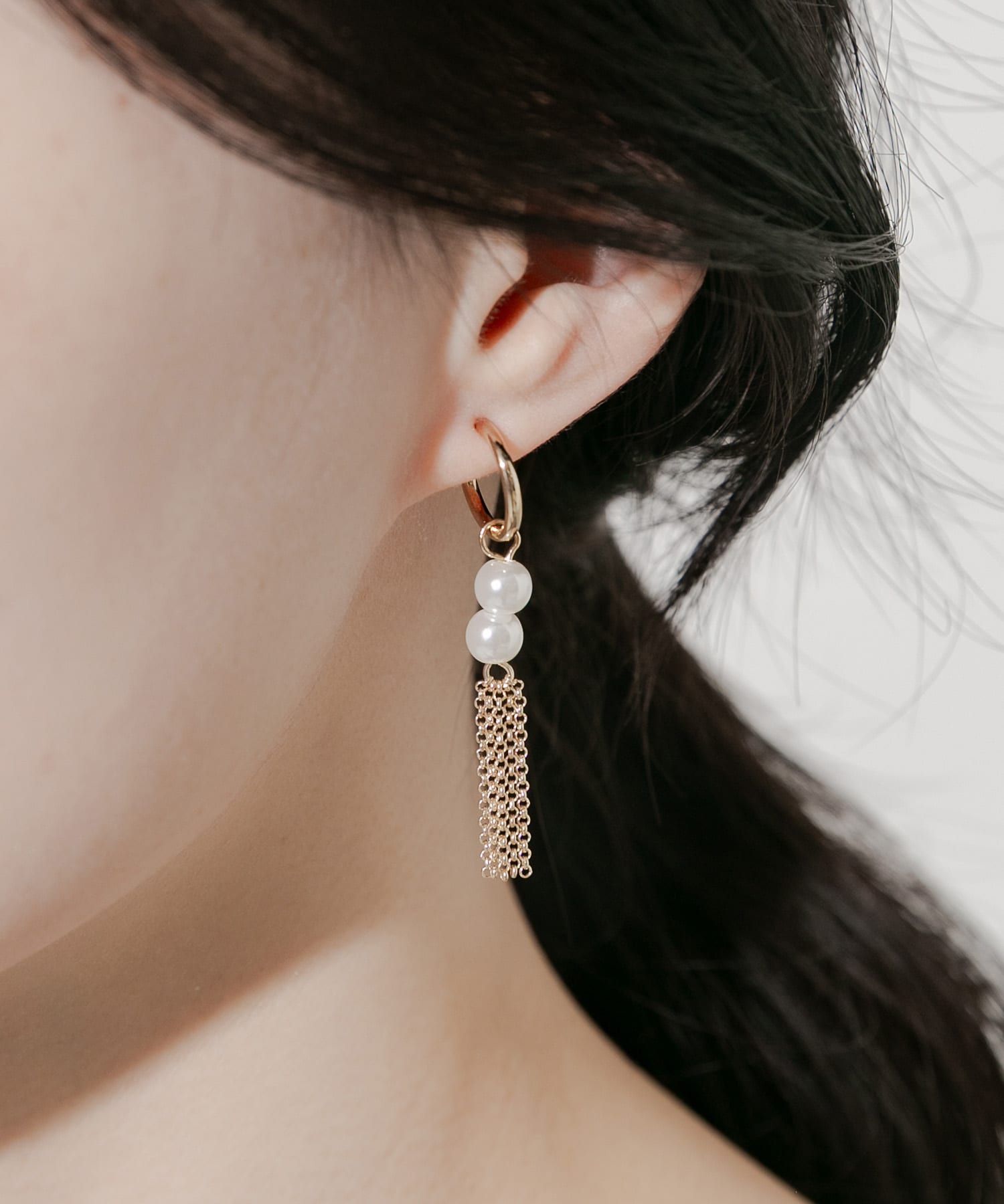 パールシャワーチェーンイヤリング GD/WH -