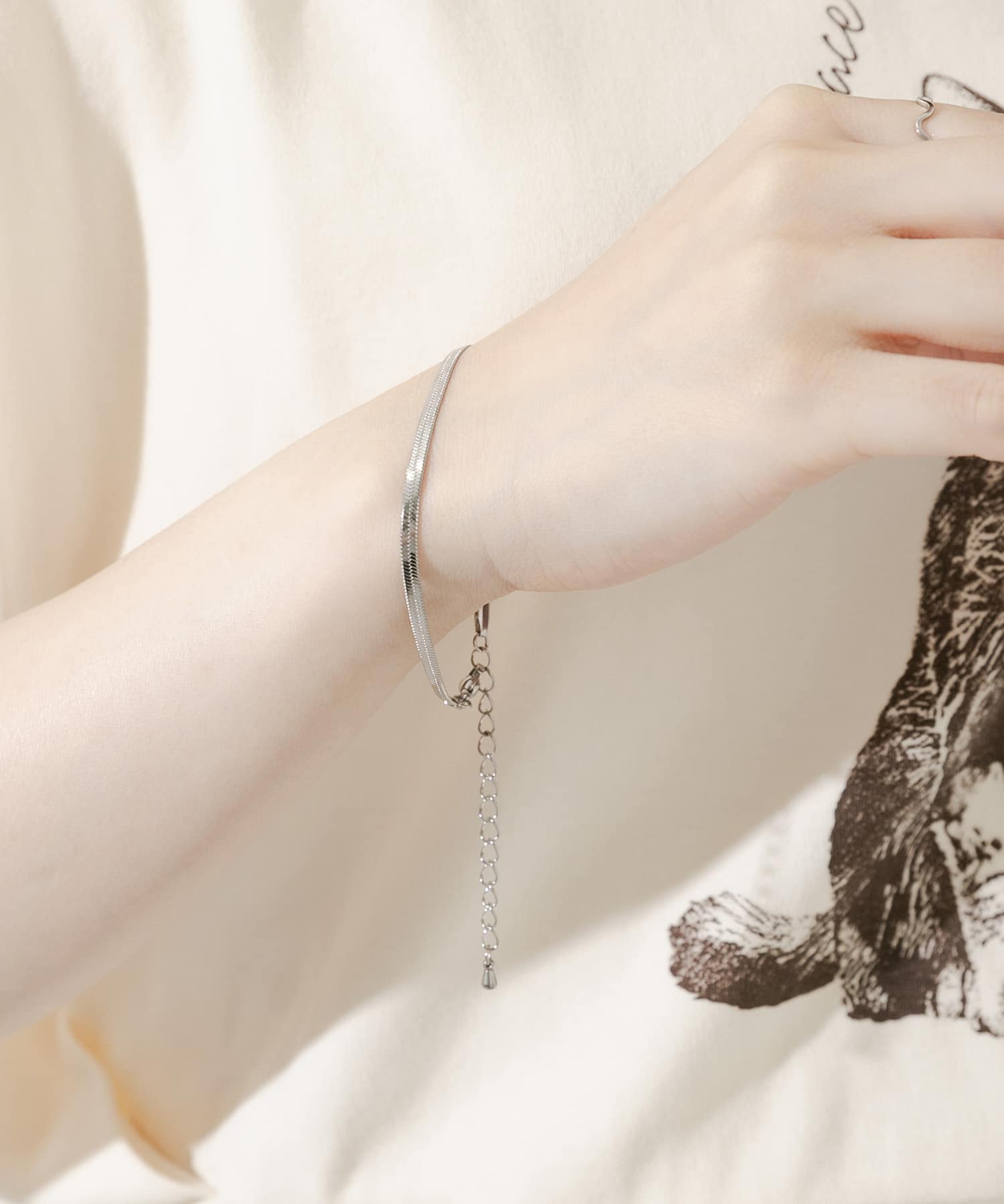 ステンレスヒラスネークブレスレット