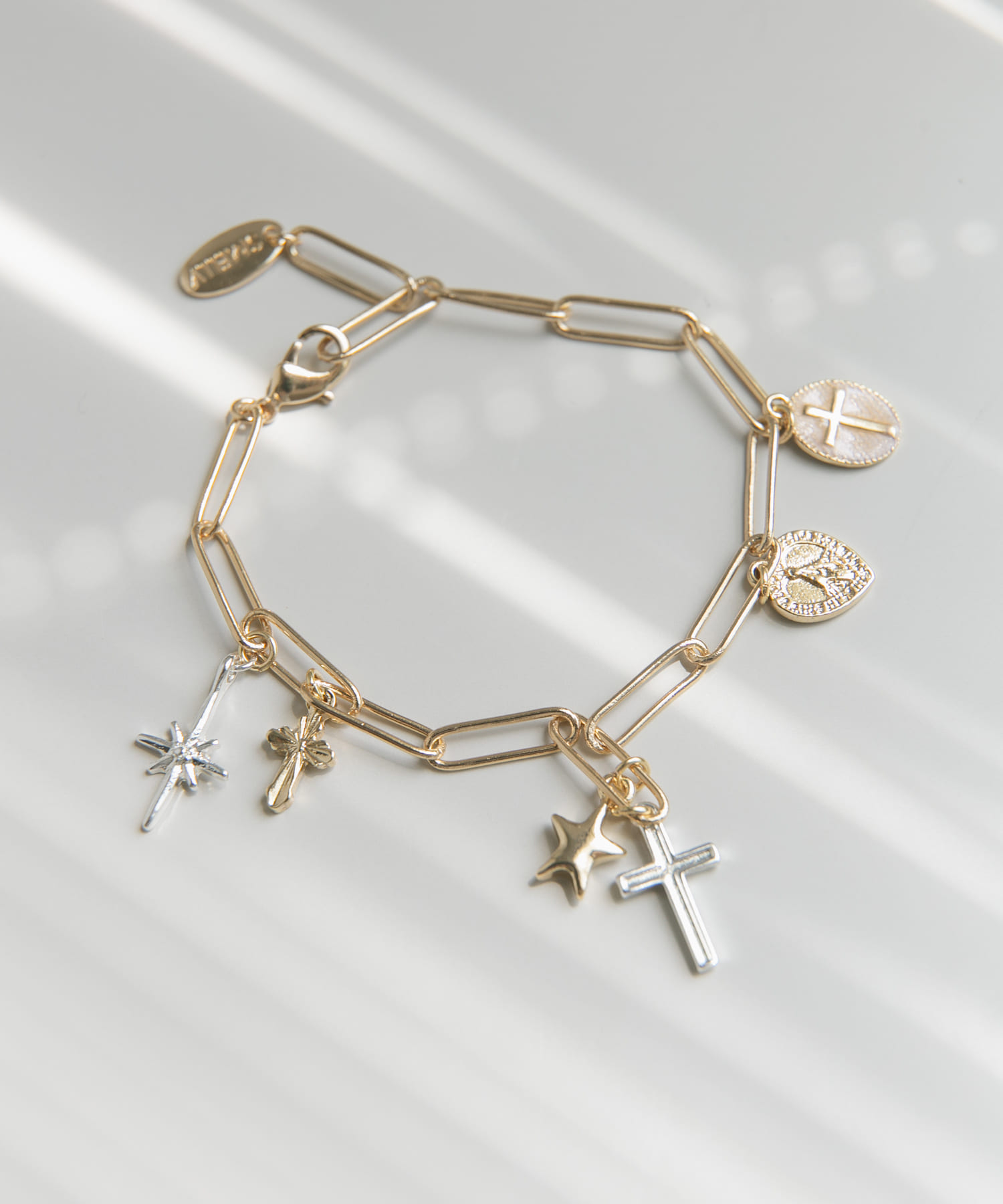 クロスコインチャームブレスレット GD/SV -