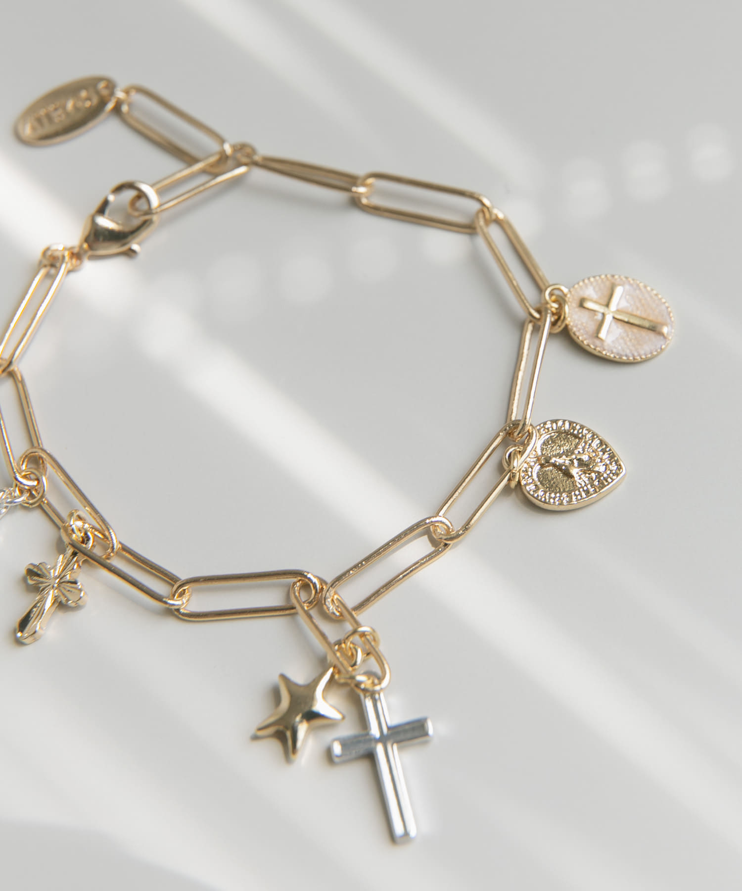 クロスコインチャームブレスレット GD/SV -