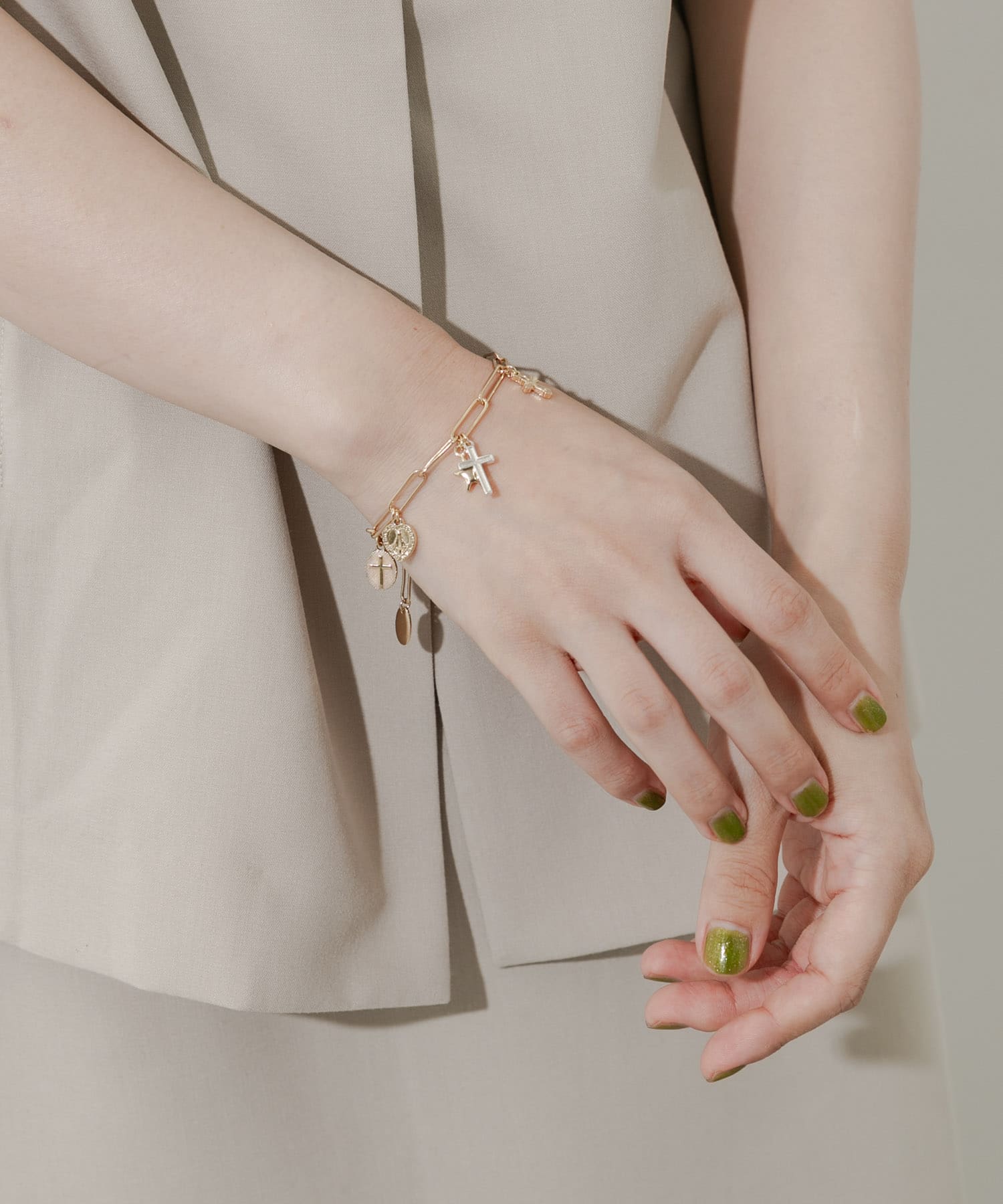 クロスコインチャームブレスレット GD/SV -