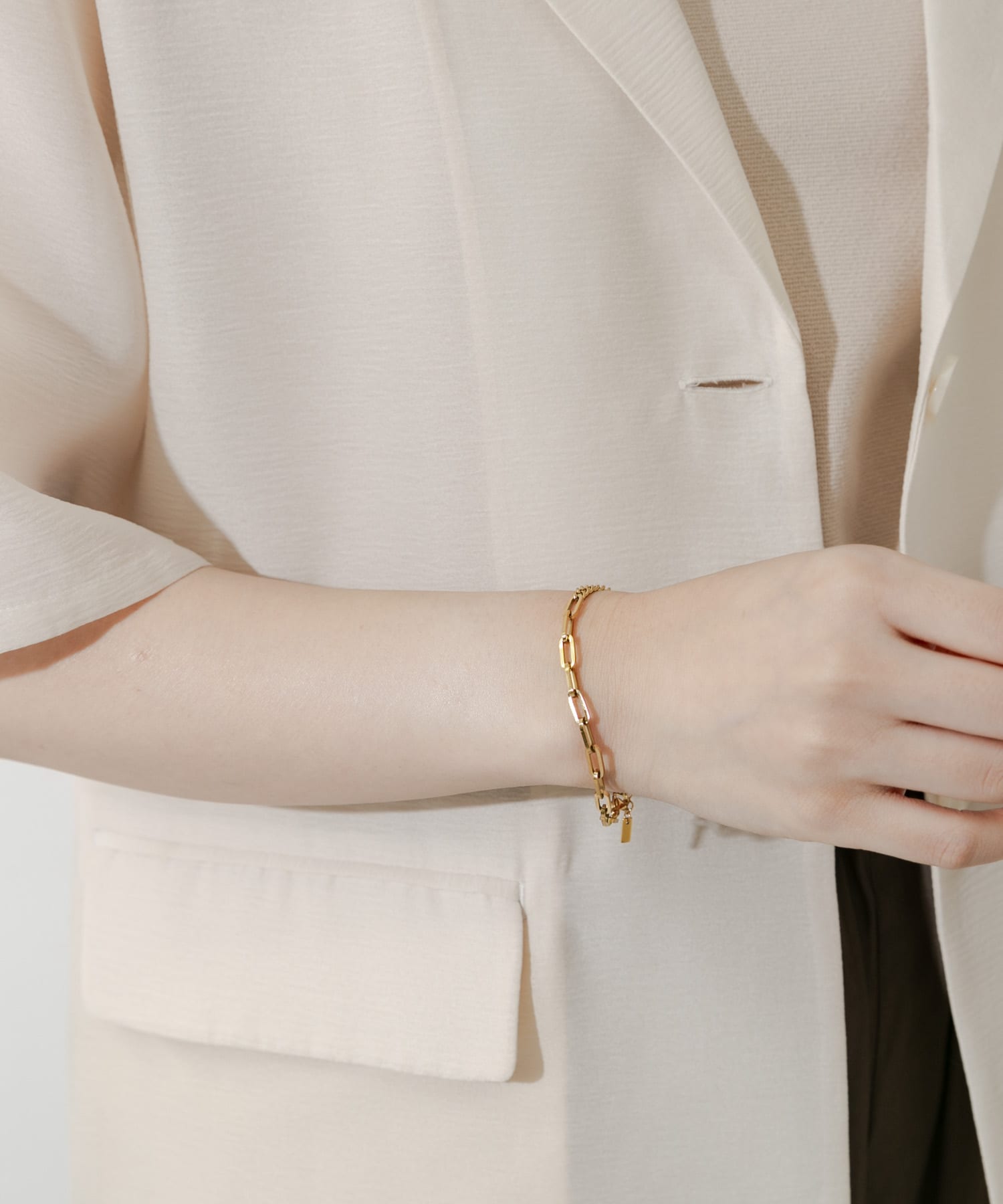 ステンレスコンビチェーンブレスレット GLD -