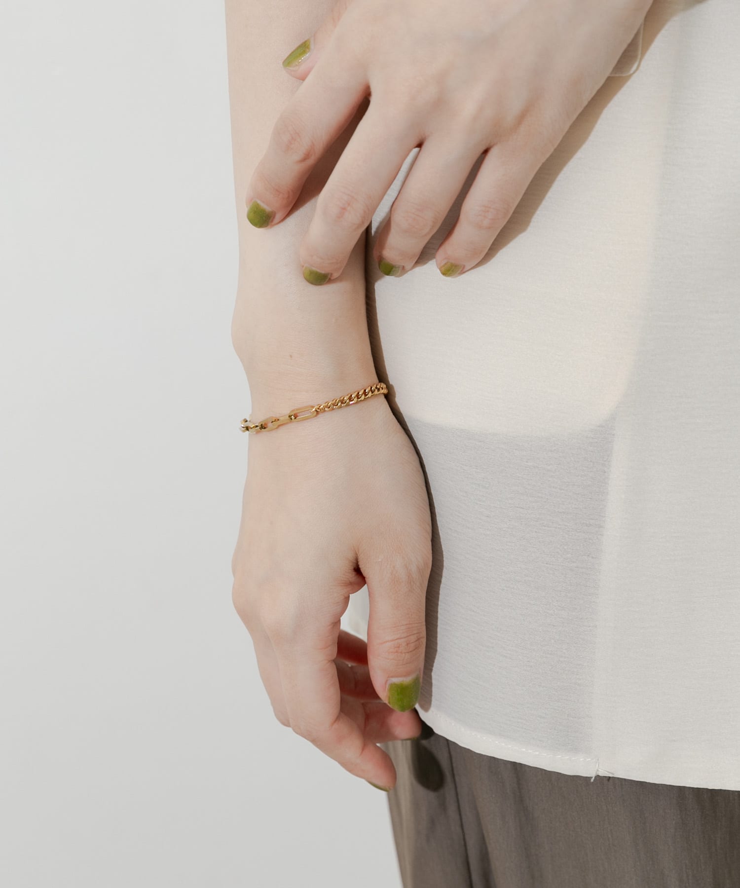 ステンレスコンビチェーンブレスレット GLD -