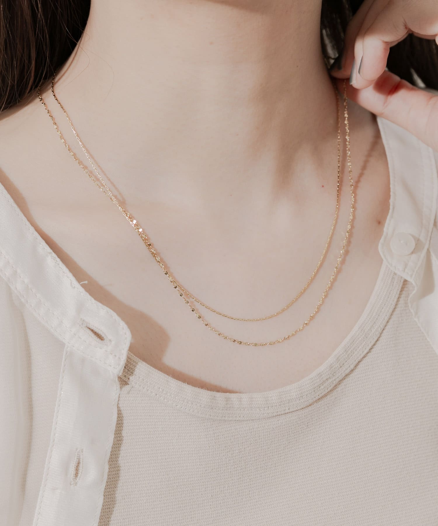 ステンレススリムレイヤードネックレス GLD -