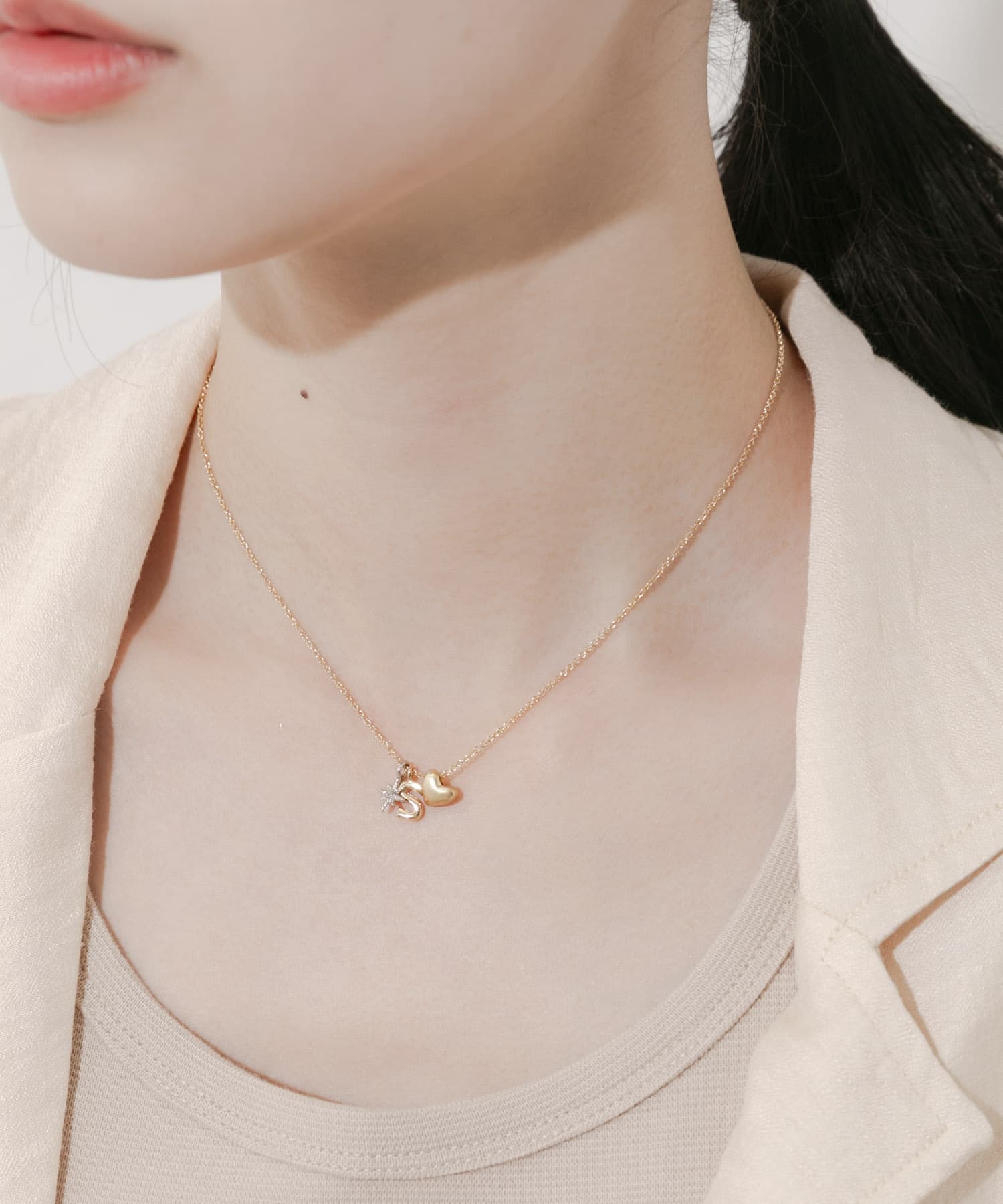 イニシャルチャームネックレス GLD/S -