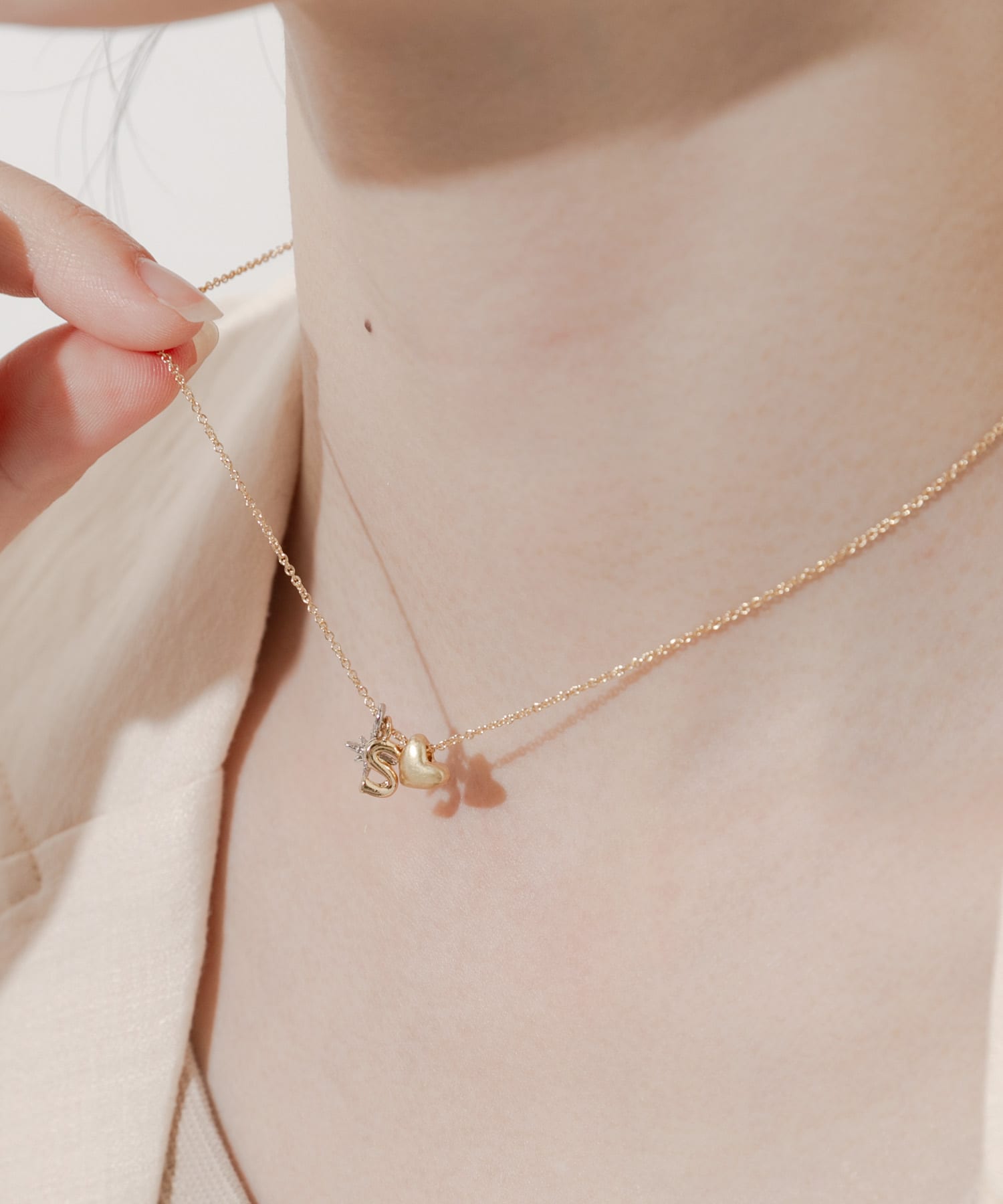イニシャルチャームネックレス GLD/S -