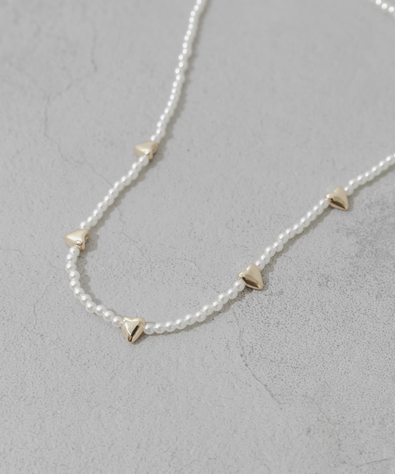 ハートモチーフパールネックレス WH/GD -