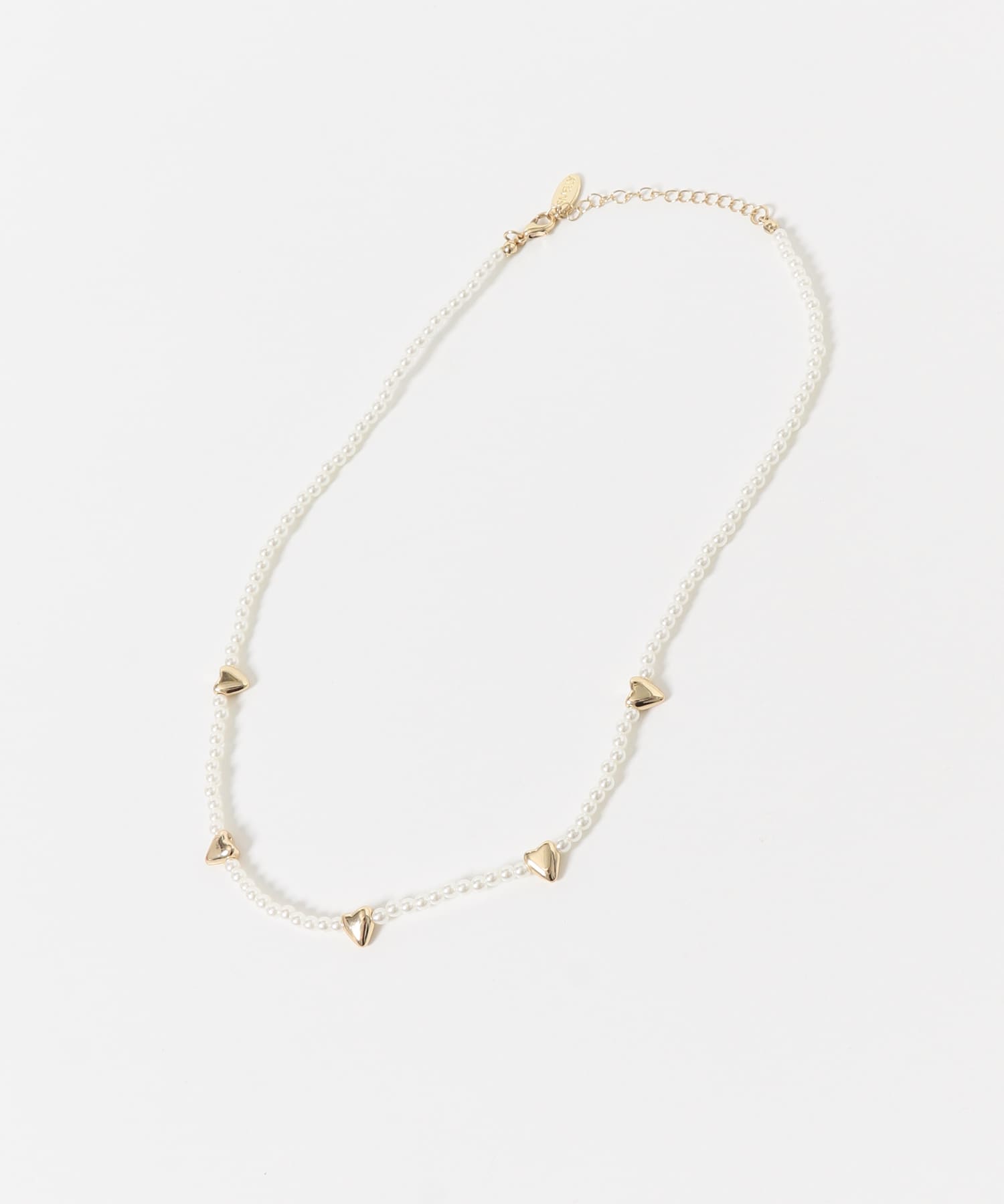 ハートモチーフパールネックレス WH/GD -