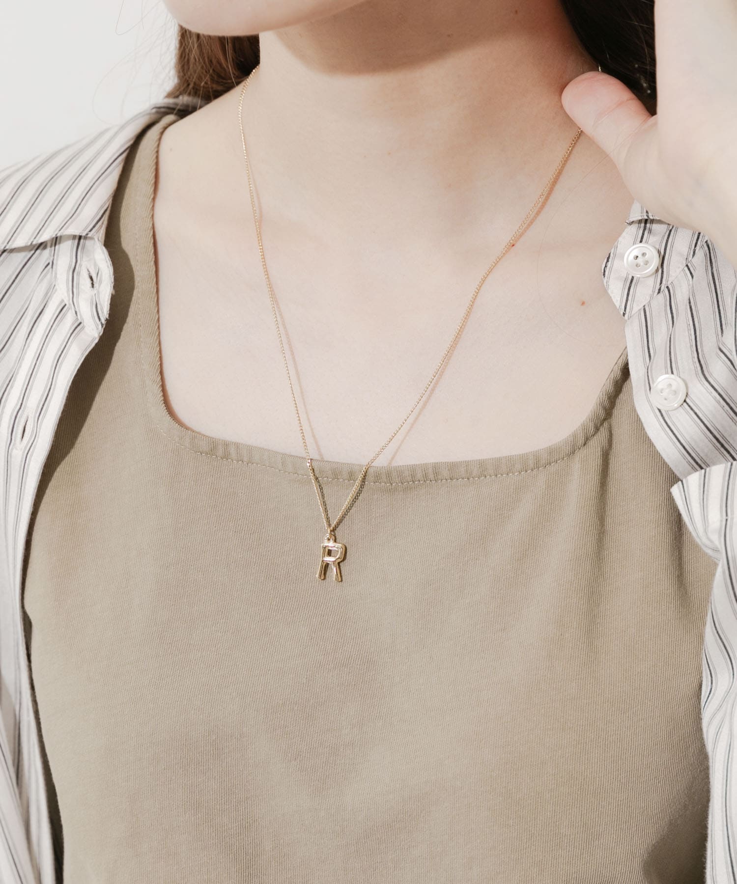 イニシャルワントップネックレス GLD/R -