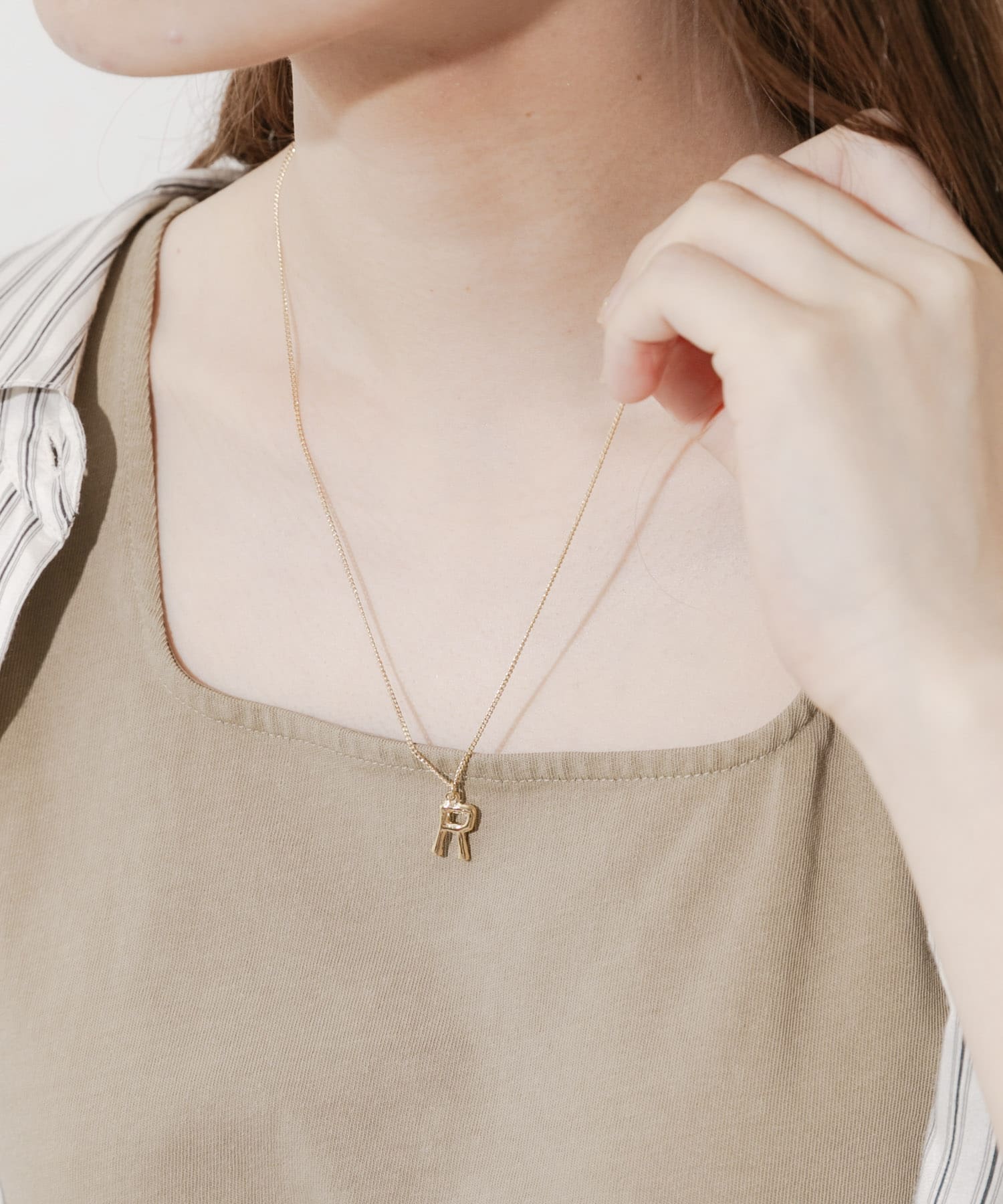 イニシャルワントップネックレス GLD/R -
