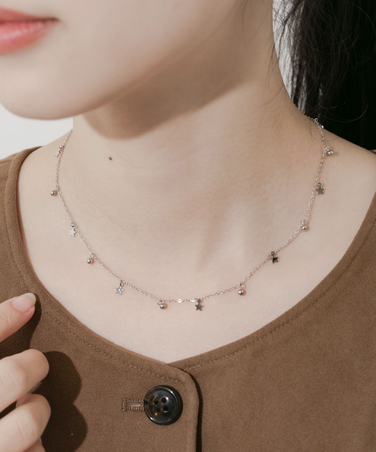 ステンレススターチャームネックレス SLV -