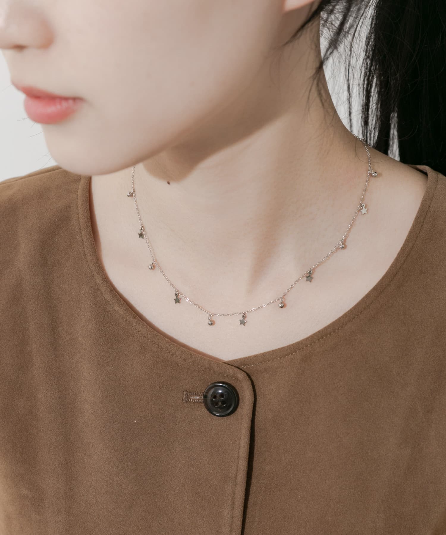 ステンレススターチャームネックレス SLV -