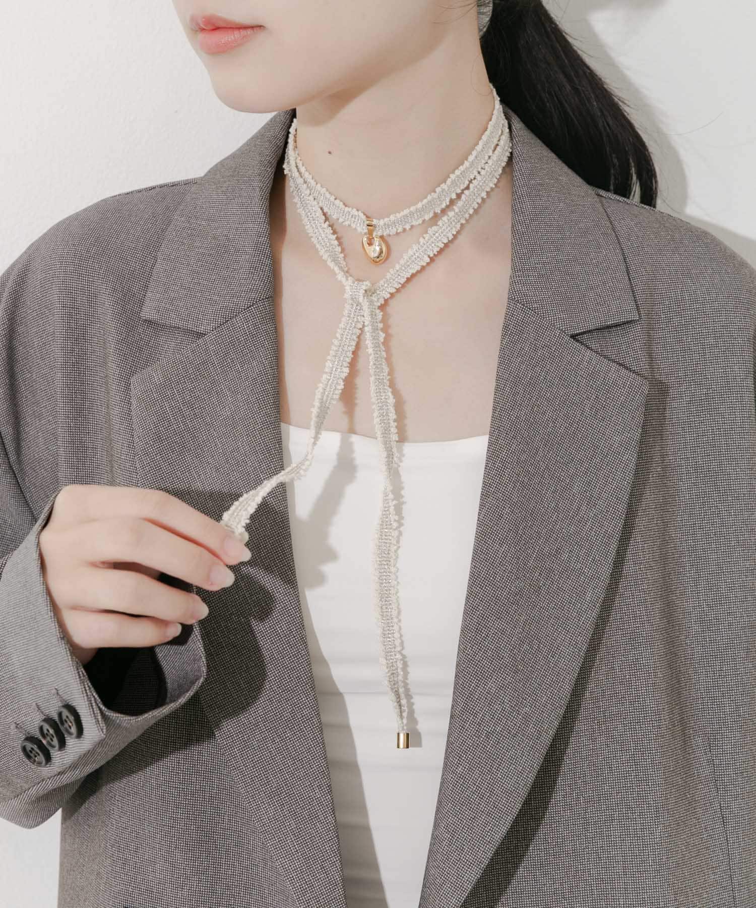 メタルトップツイードチョーカー