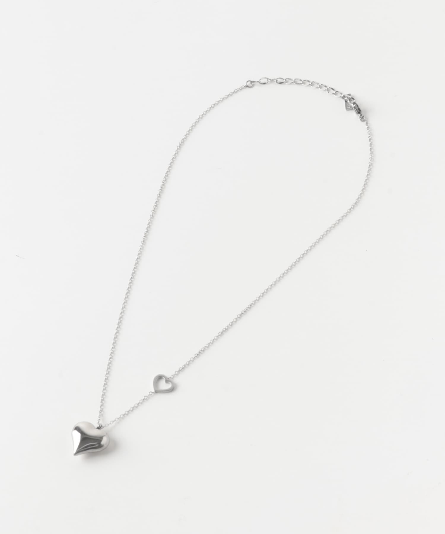 ステンレスプックリメタルハートネックレス SLV -