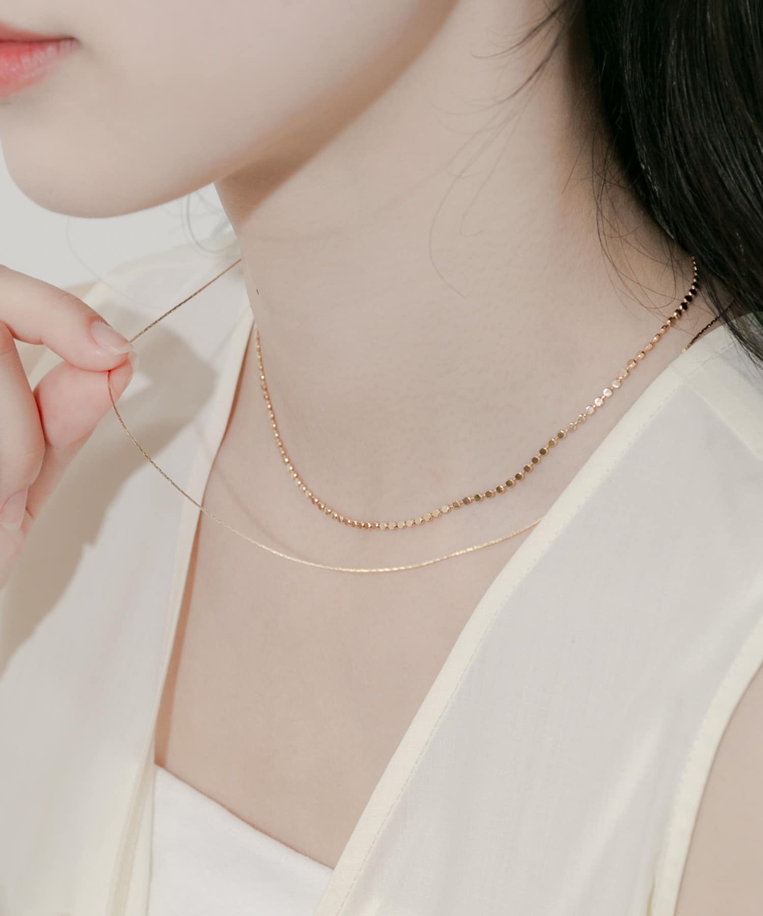 レイヤードサークルチェーンネックレス