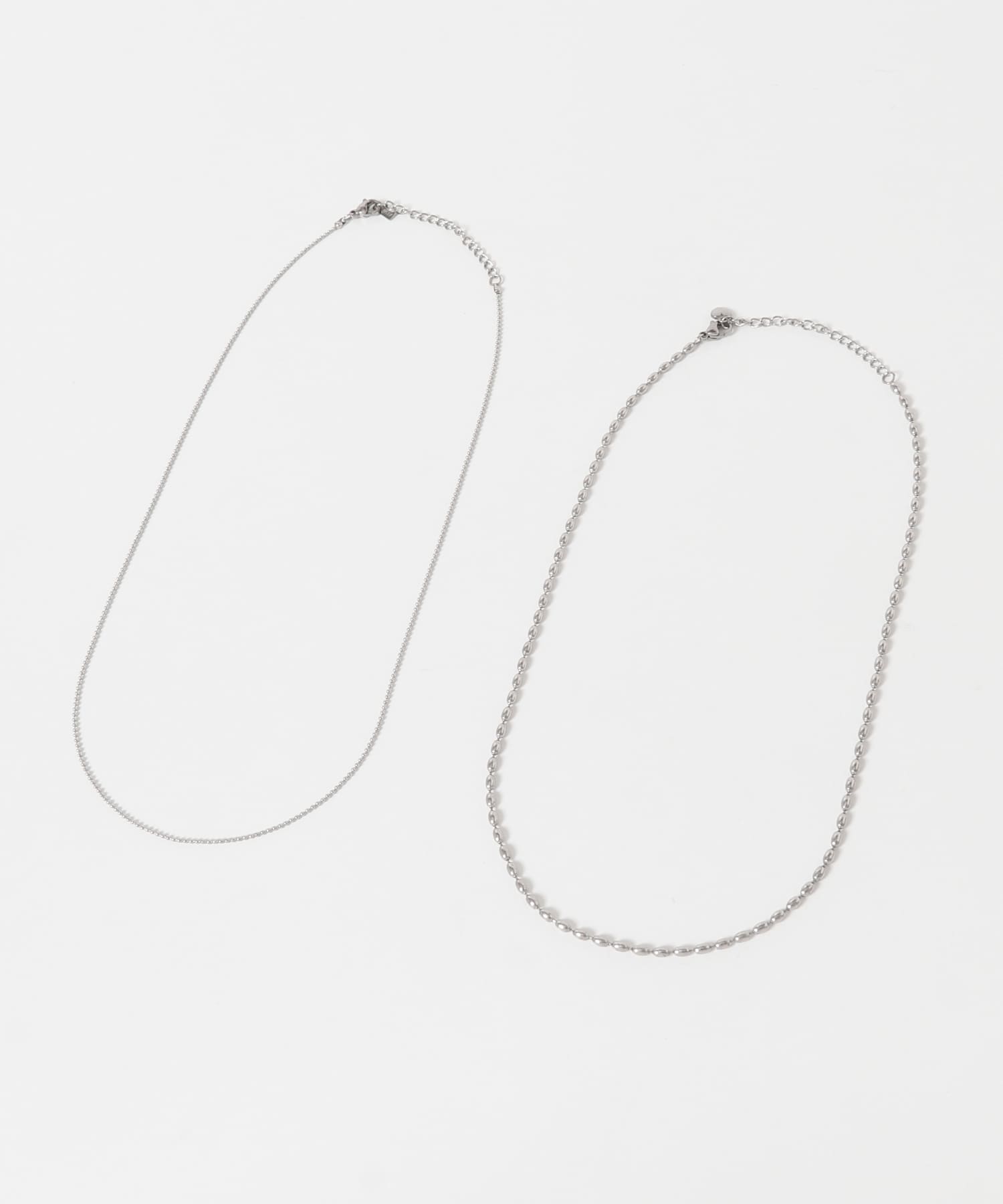 ステンレスボールチェーン2セットネックレス SLV -