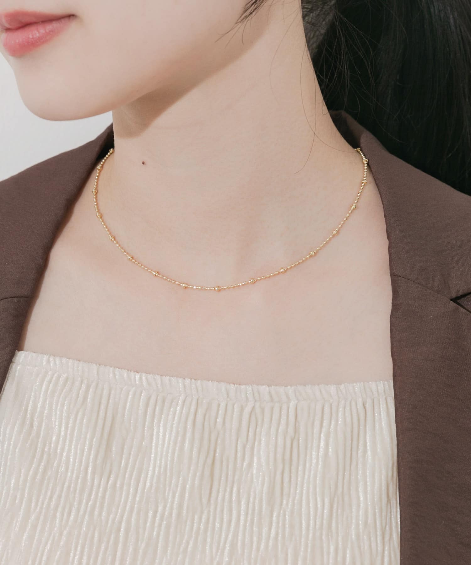 マルチレースセットネックレスC BK/GD -