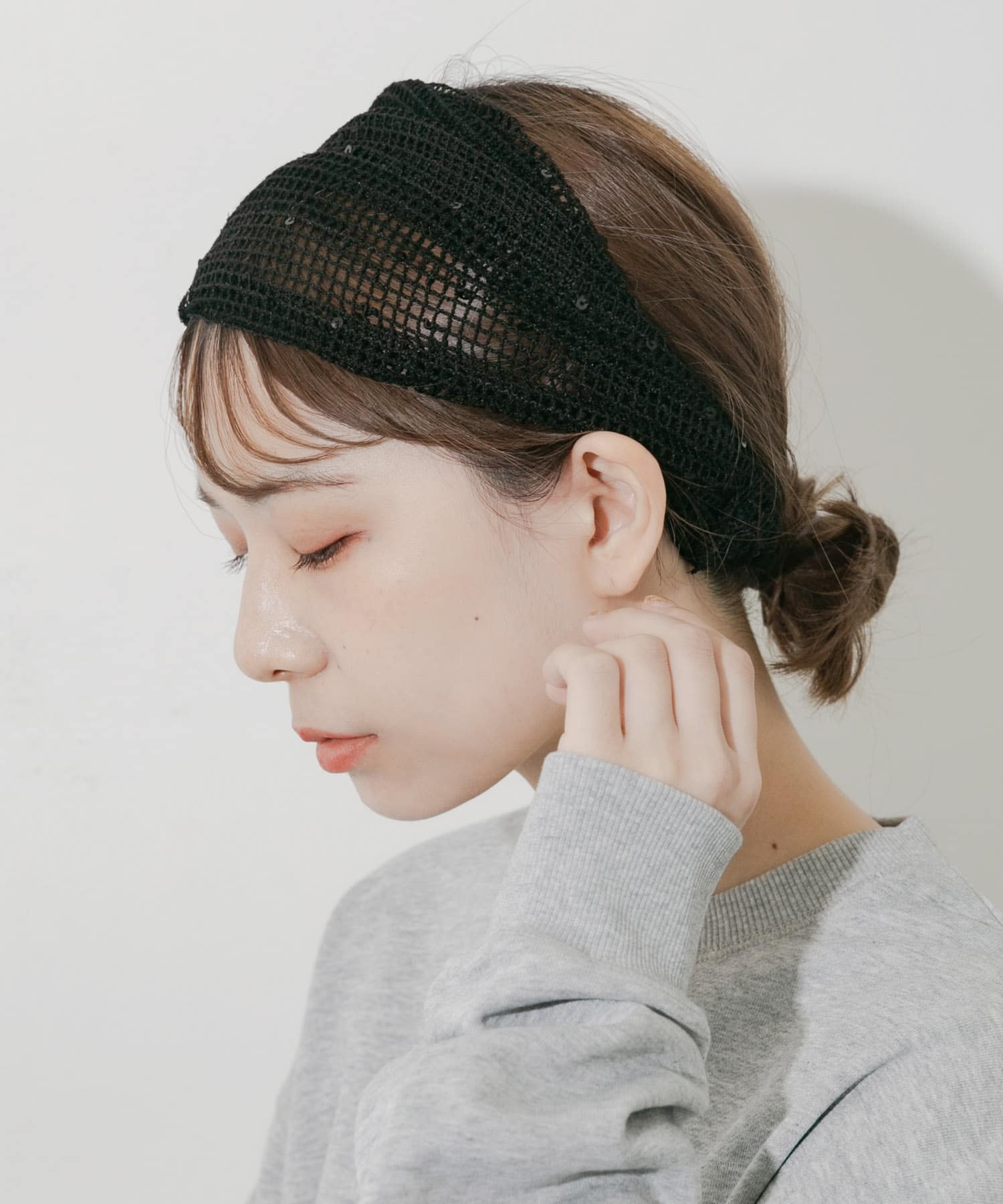 スパンコールメッシュヘアターバン