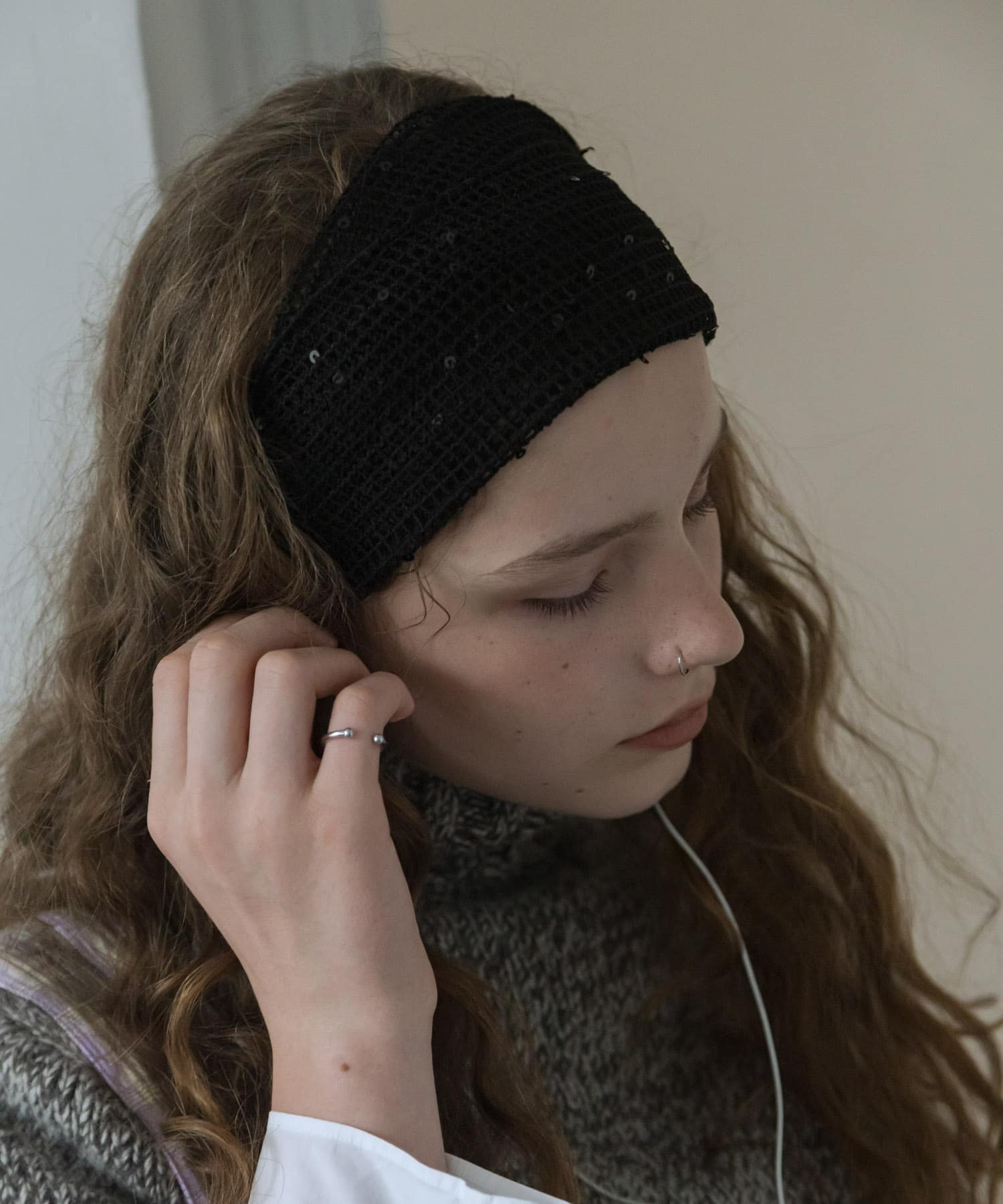 スパンコールメッシュヘアターバン