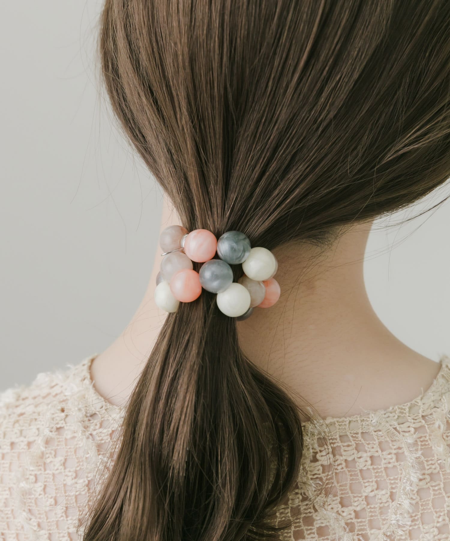 カラフルボールヘアゴム PN/GY -