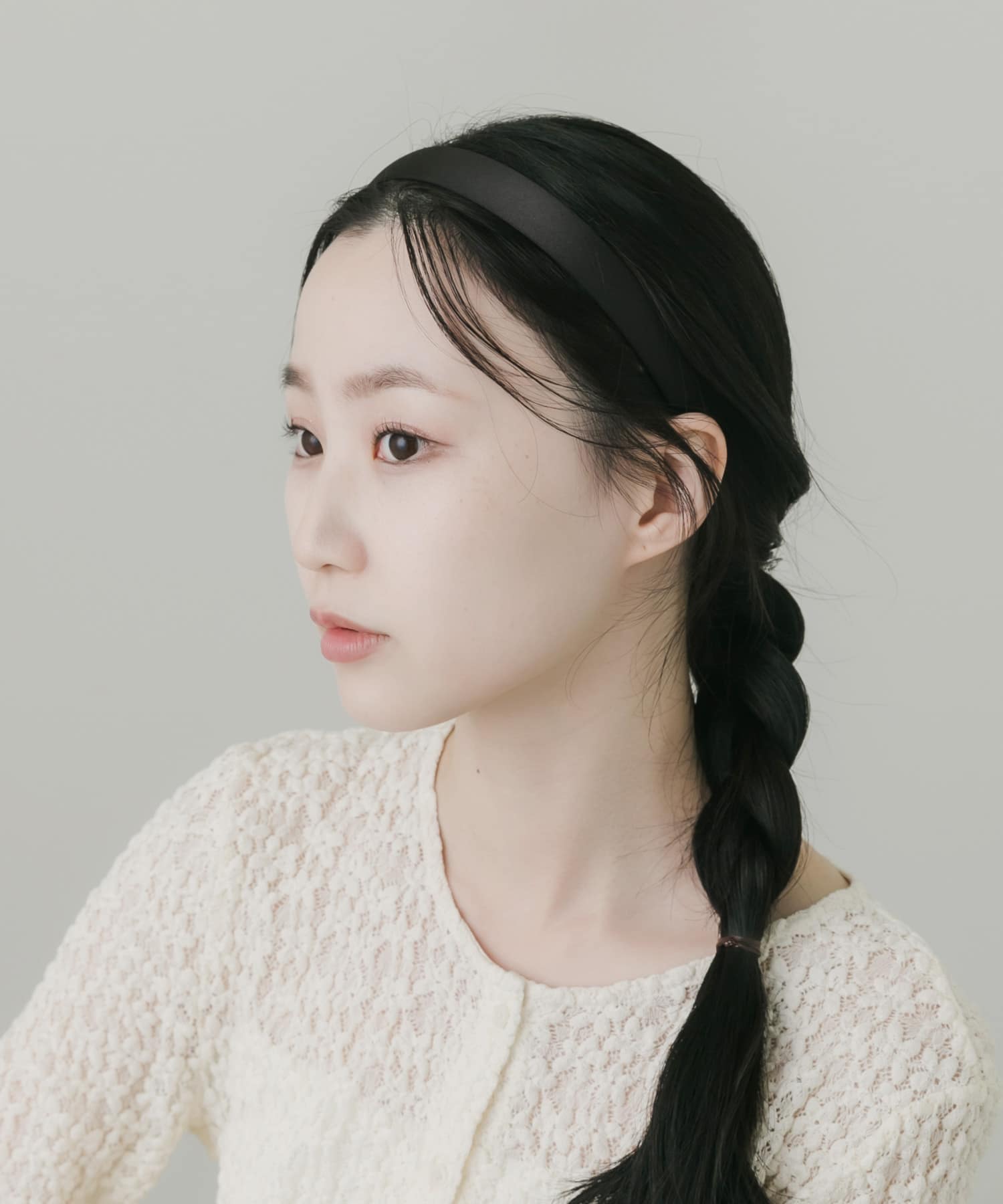 サテンカチューシャ BLK -