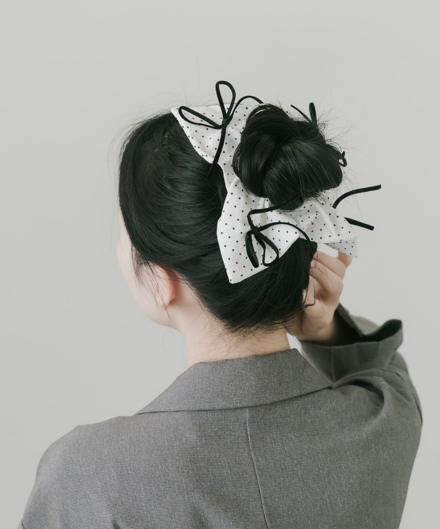 ベロアリボンドットスクエアシュシュ DOT -