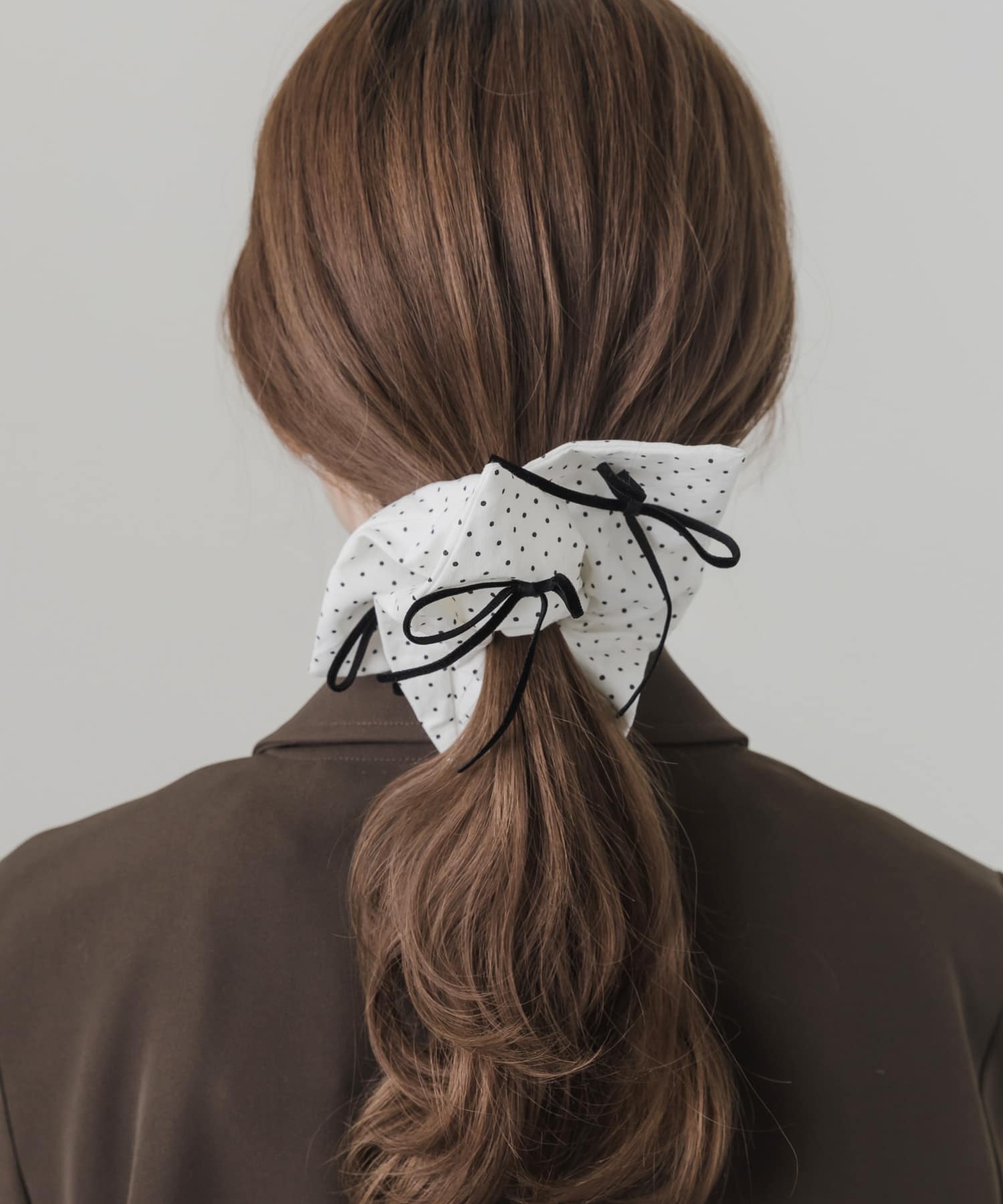 ベロアリボンドットスクエアシュシュ DOT -