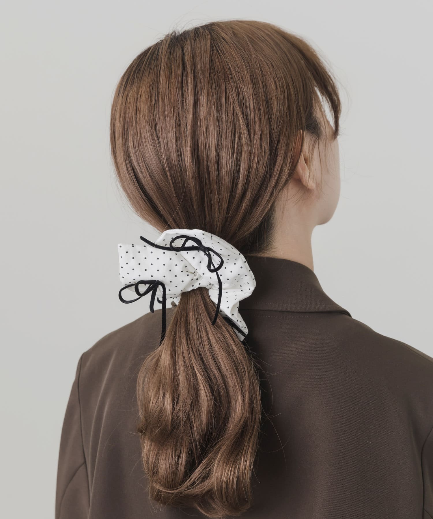 ベロアリボンドットスクエアシュシュ DOT -