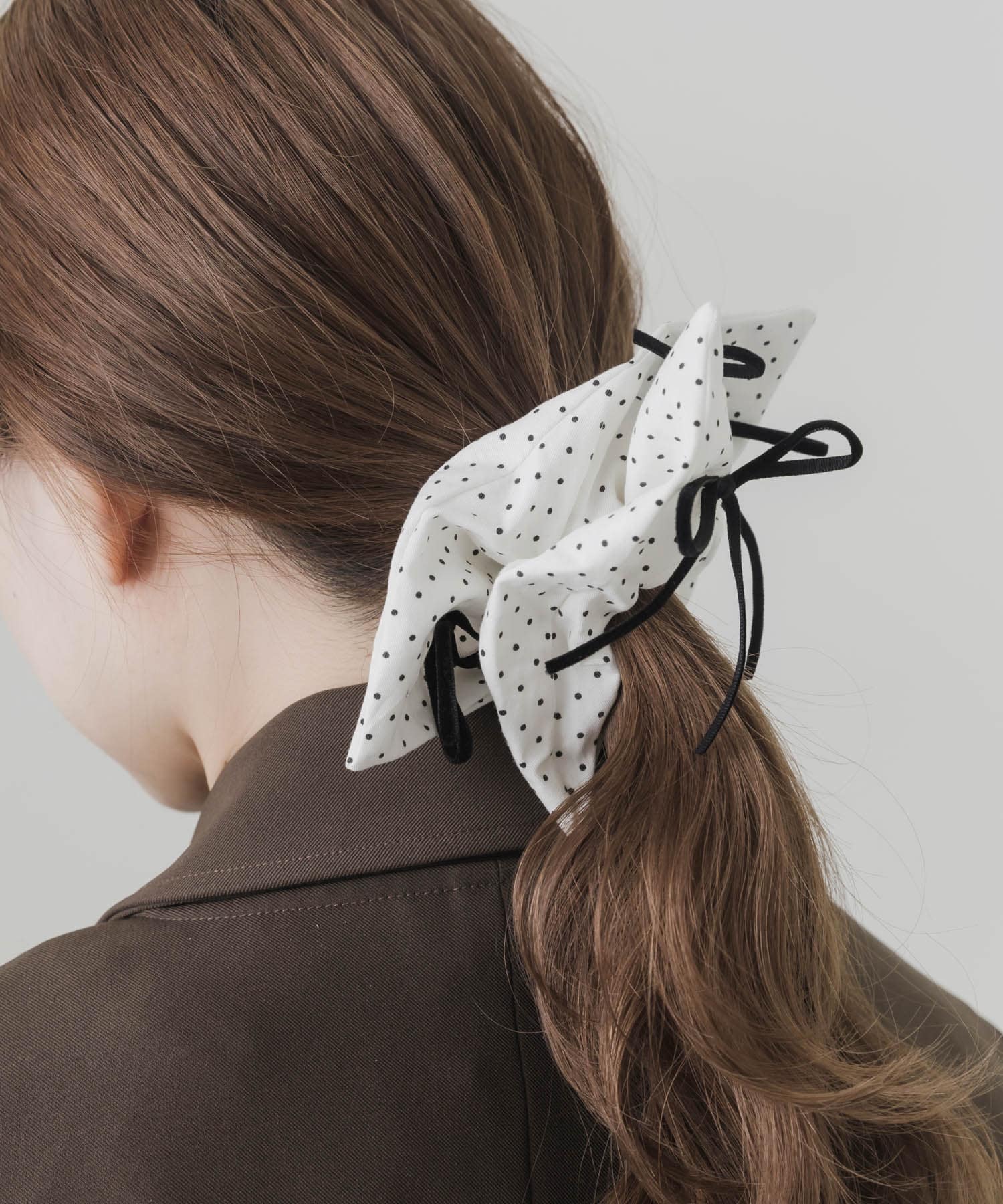 ベロアリボンドットスクエアシュシュ DOT -