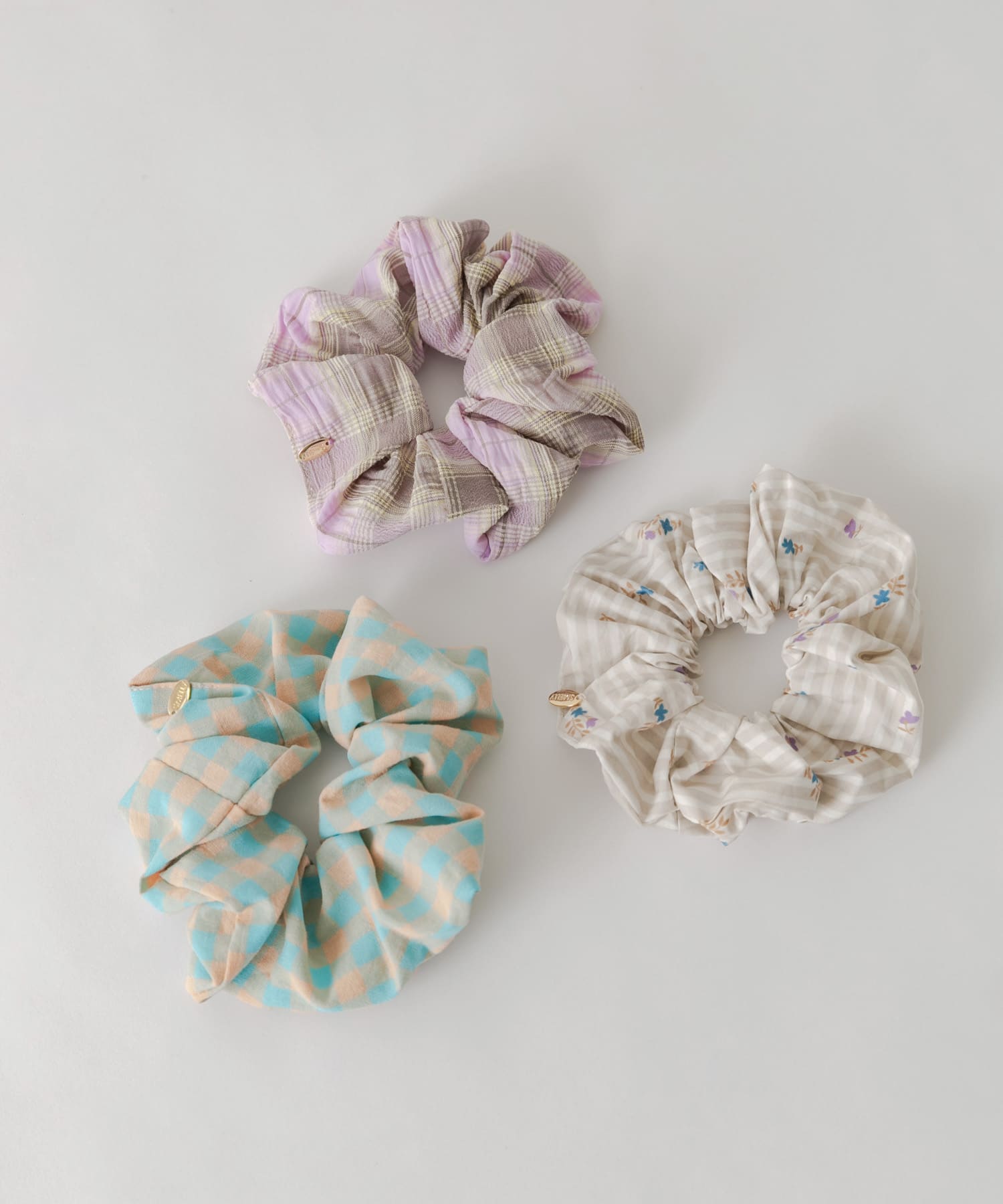 アソートプリントシュシュ BLU.CHECK -