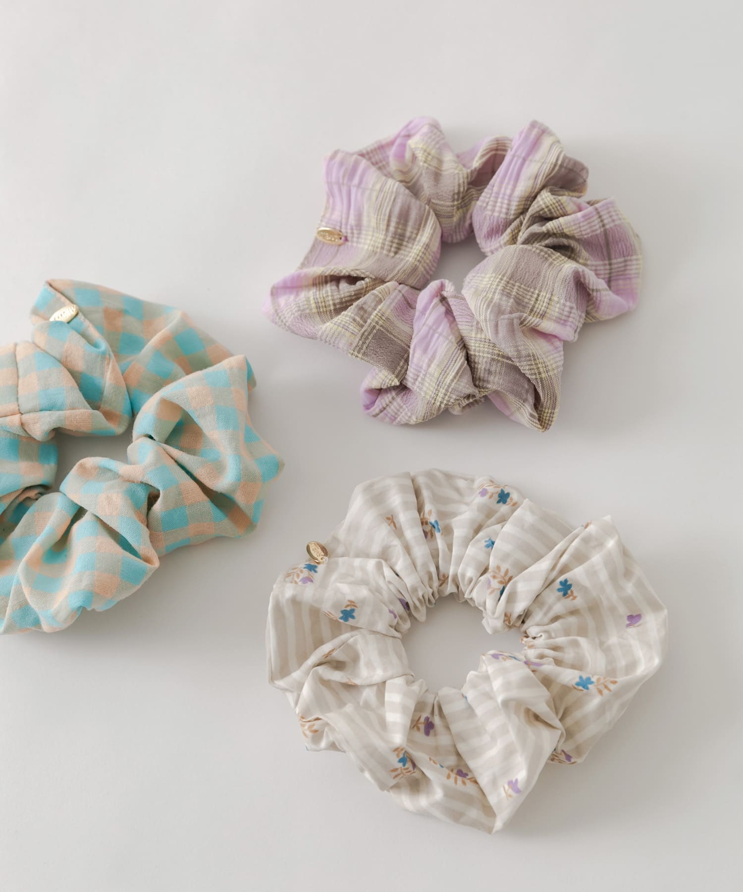 アソートプリントシュシュ BLU.CHECK -