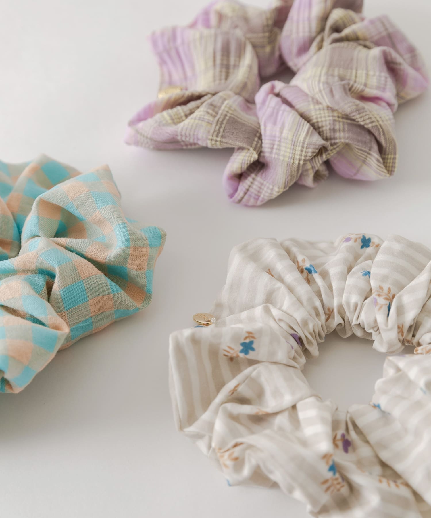 アソートプリントシュシュ BLU.CHECK -