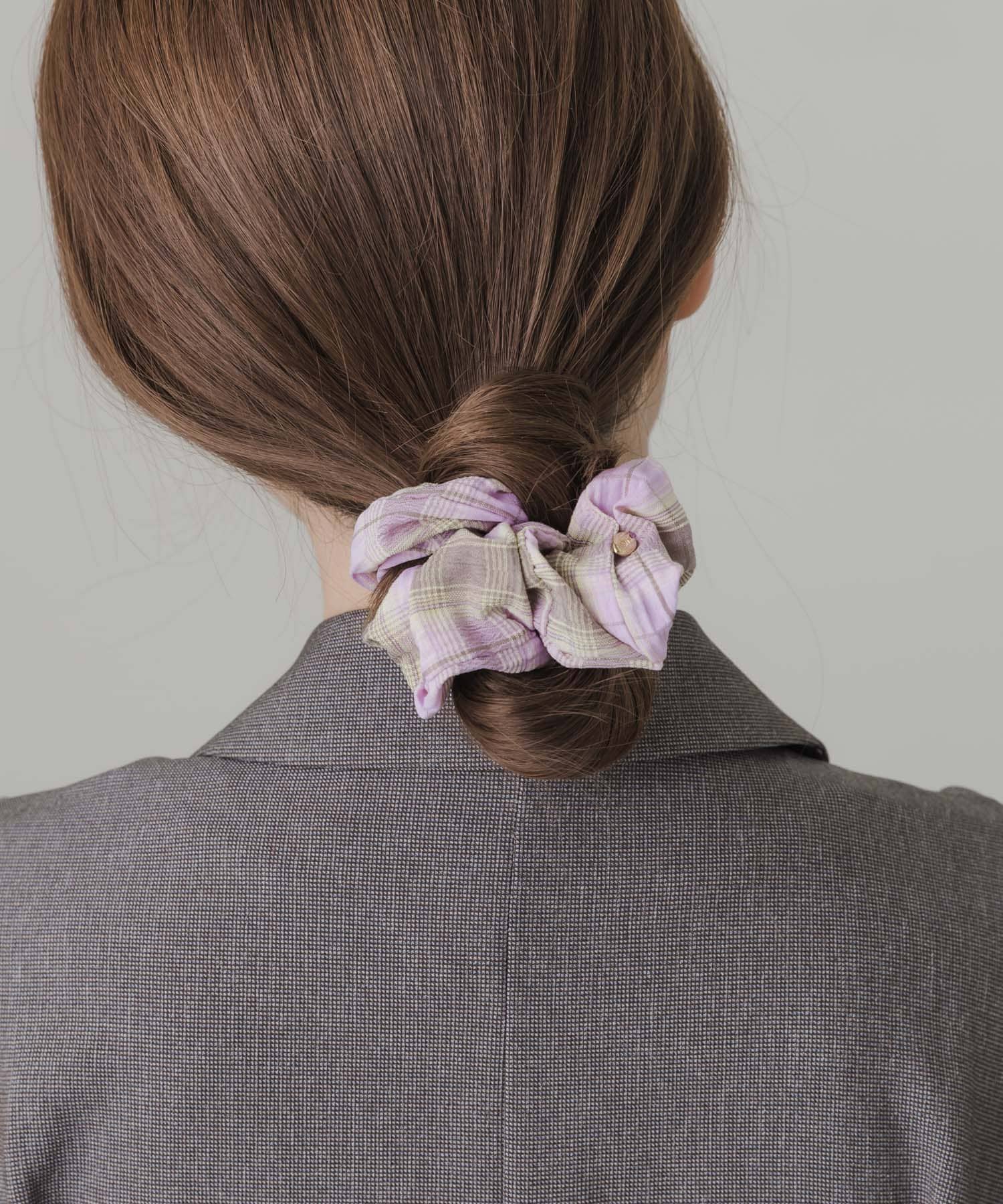 アソートプリントシュシュ YEL.CHECK -