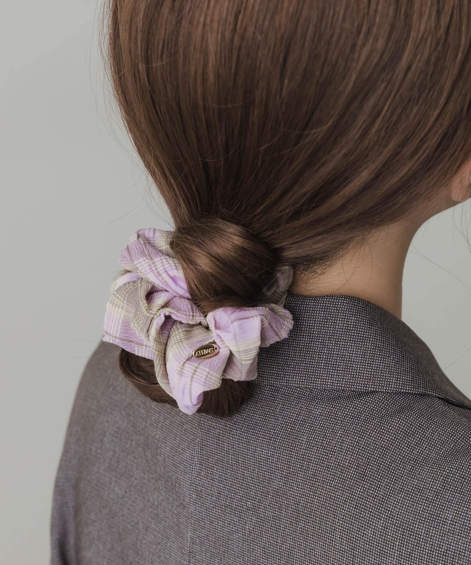 アソートプリントシュシュ YEL.CHECK -