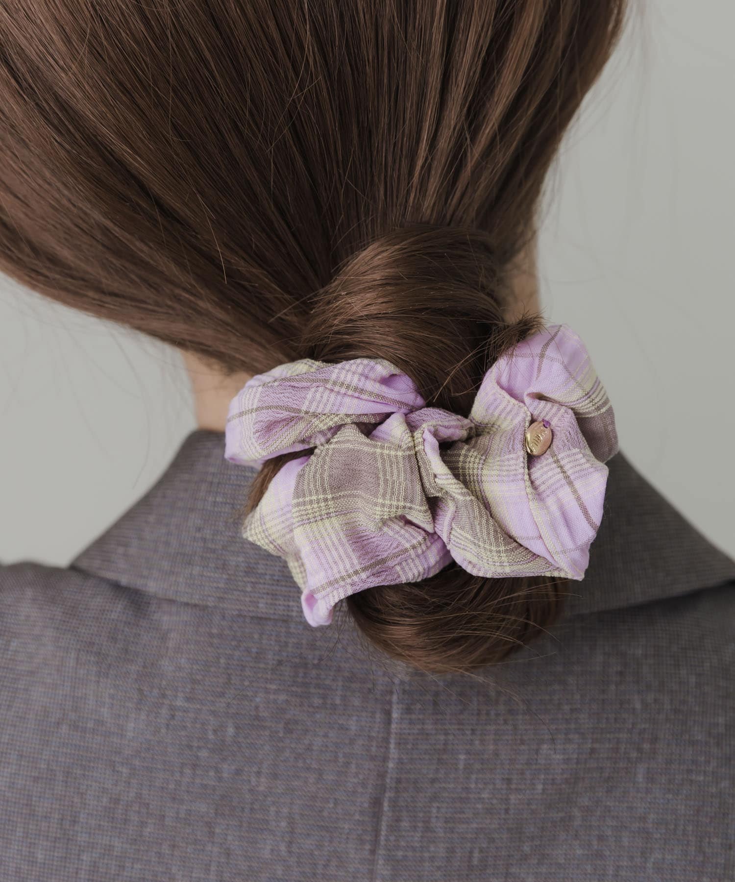 アソートプリントシュシュ YEL.CHECK -