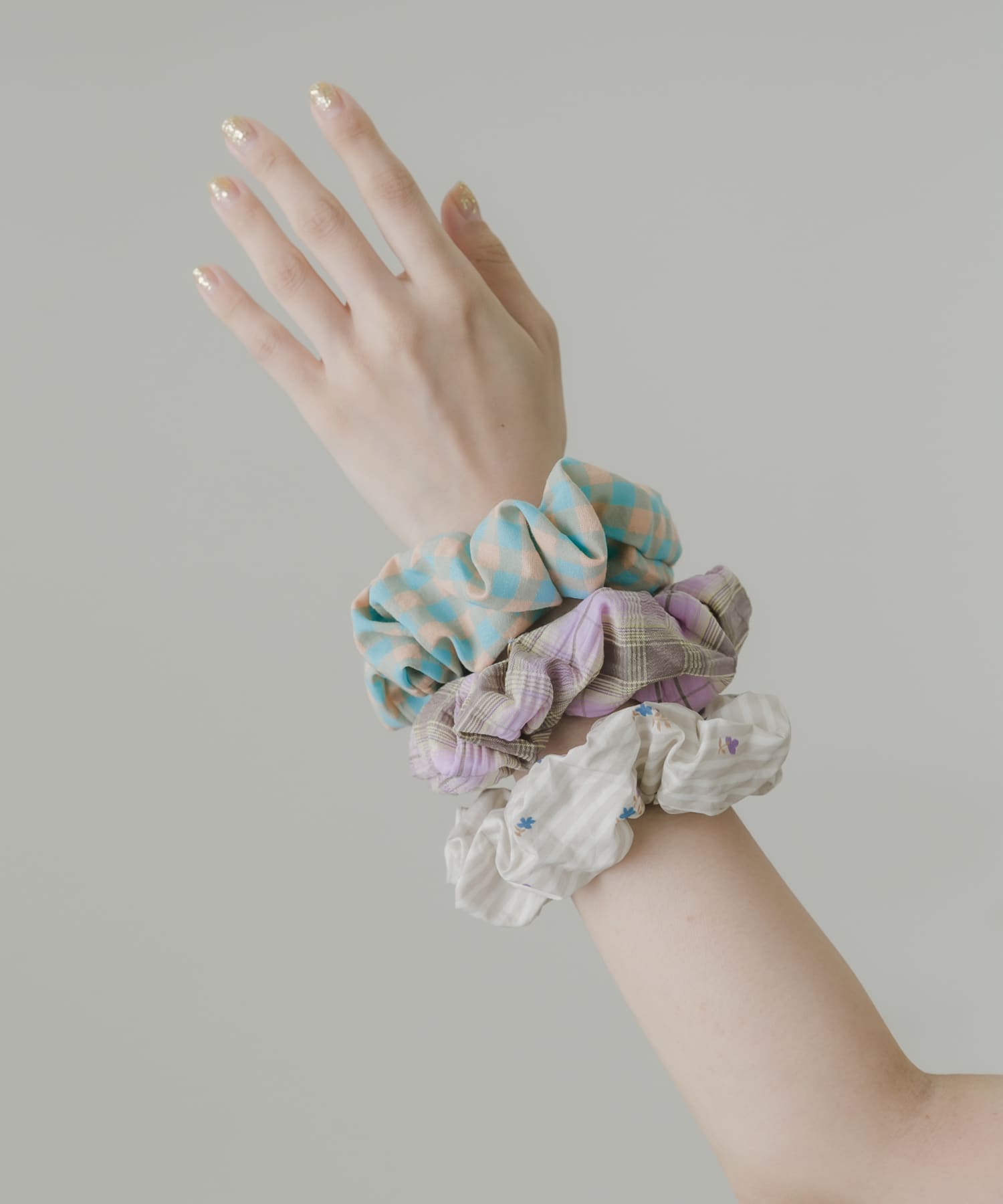 アソートプリントシュシュ YEL.CHECK -