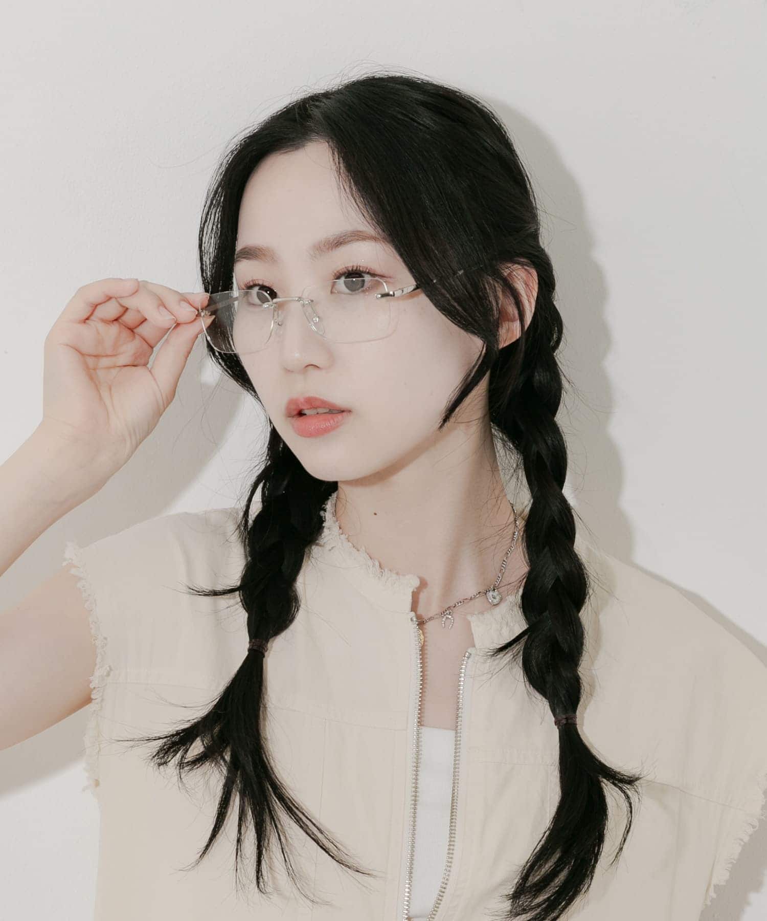 リムレススクエアダテメガネ