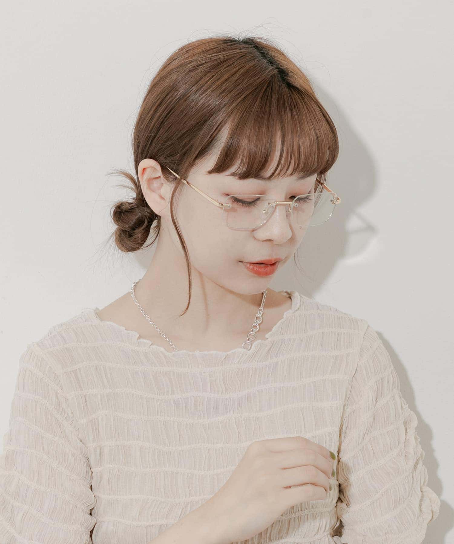 リムレススクエアダテメガネ