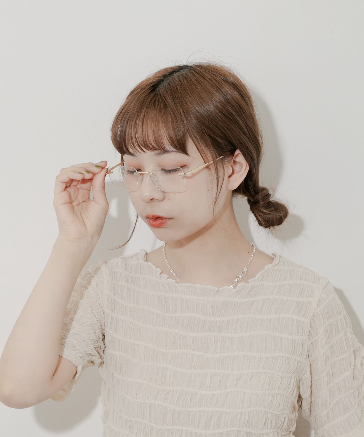 リムレススクエアダテメガネ GLD -