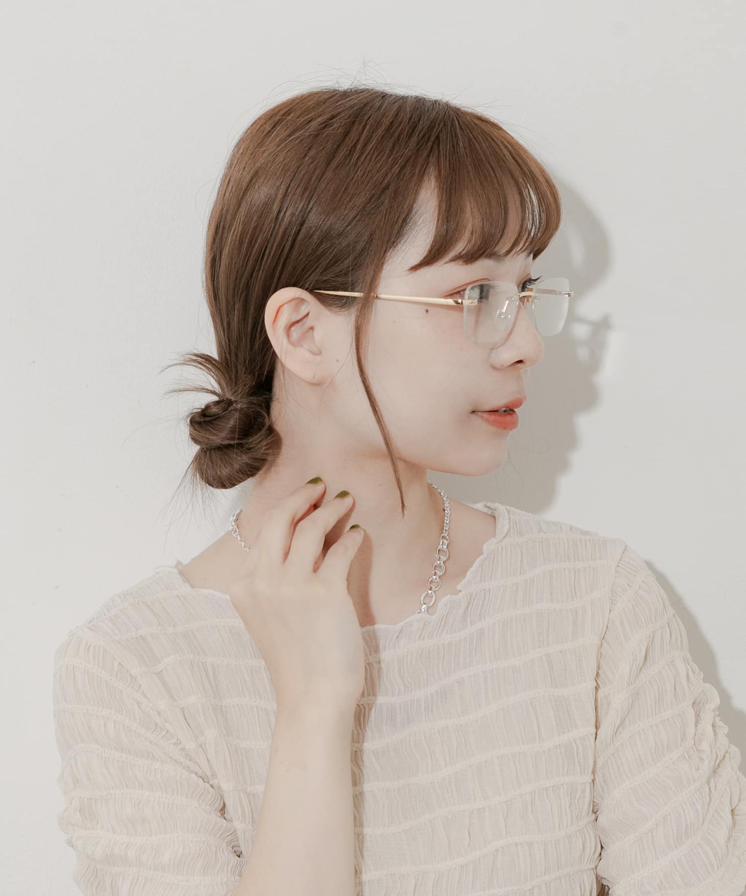 リムレススクエアダテメガネ GLD -