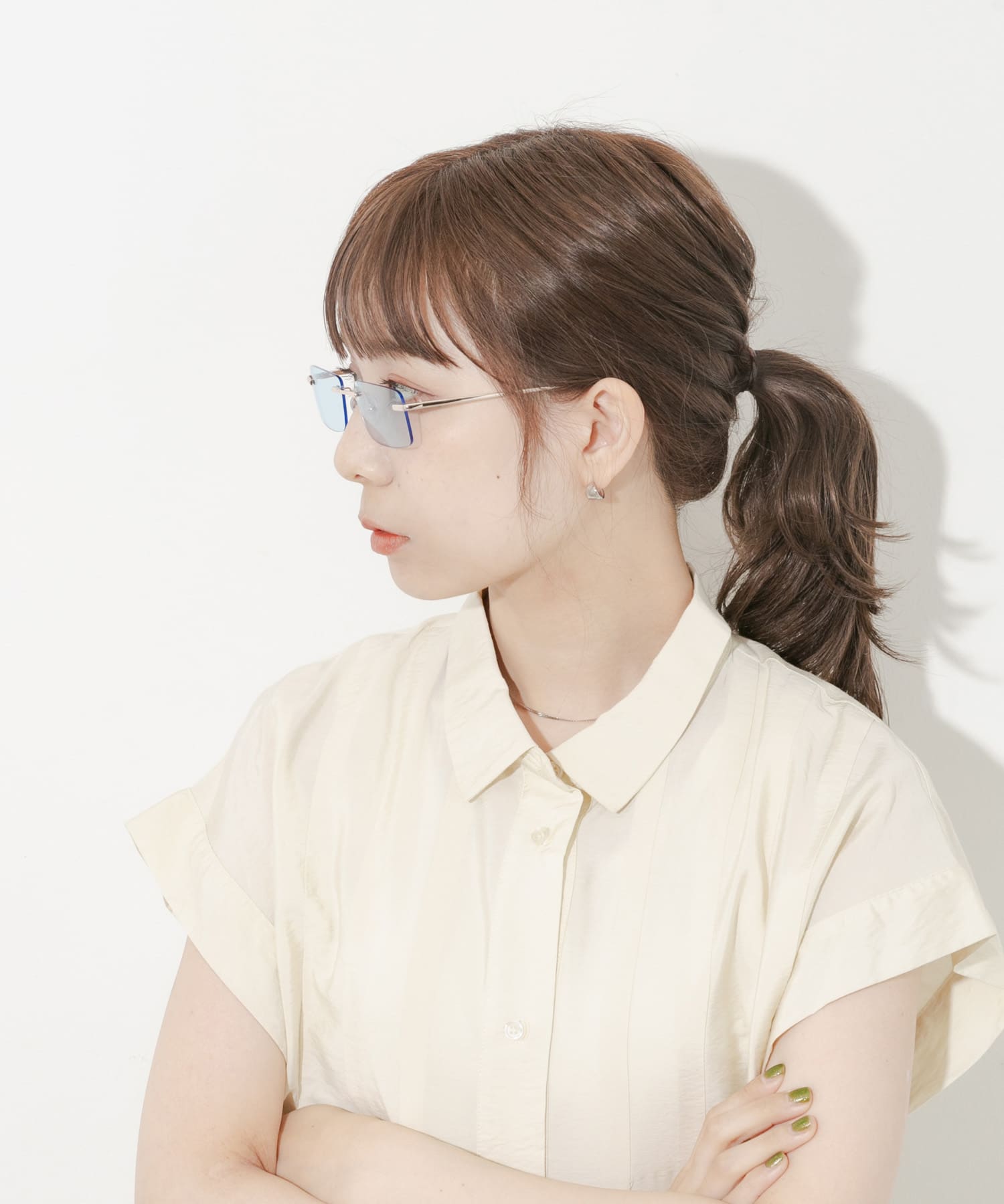 リムレスカラーサングラス BLU -