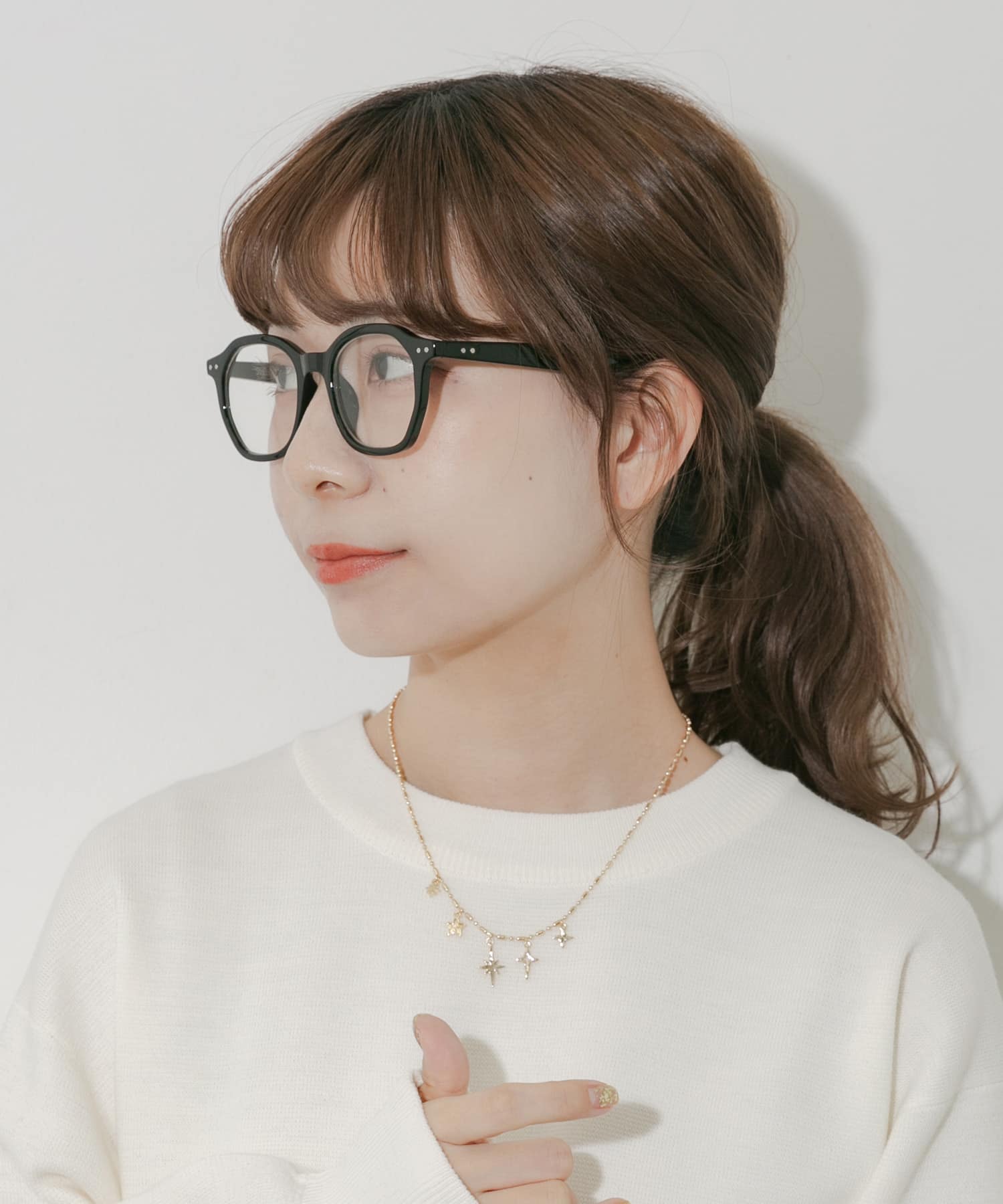 オクタゴンフレームダテメガネ BLK -